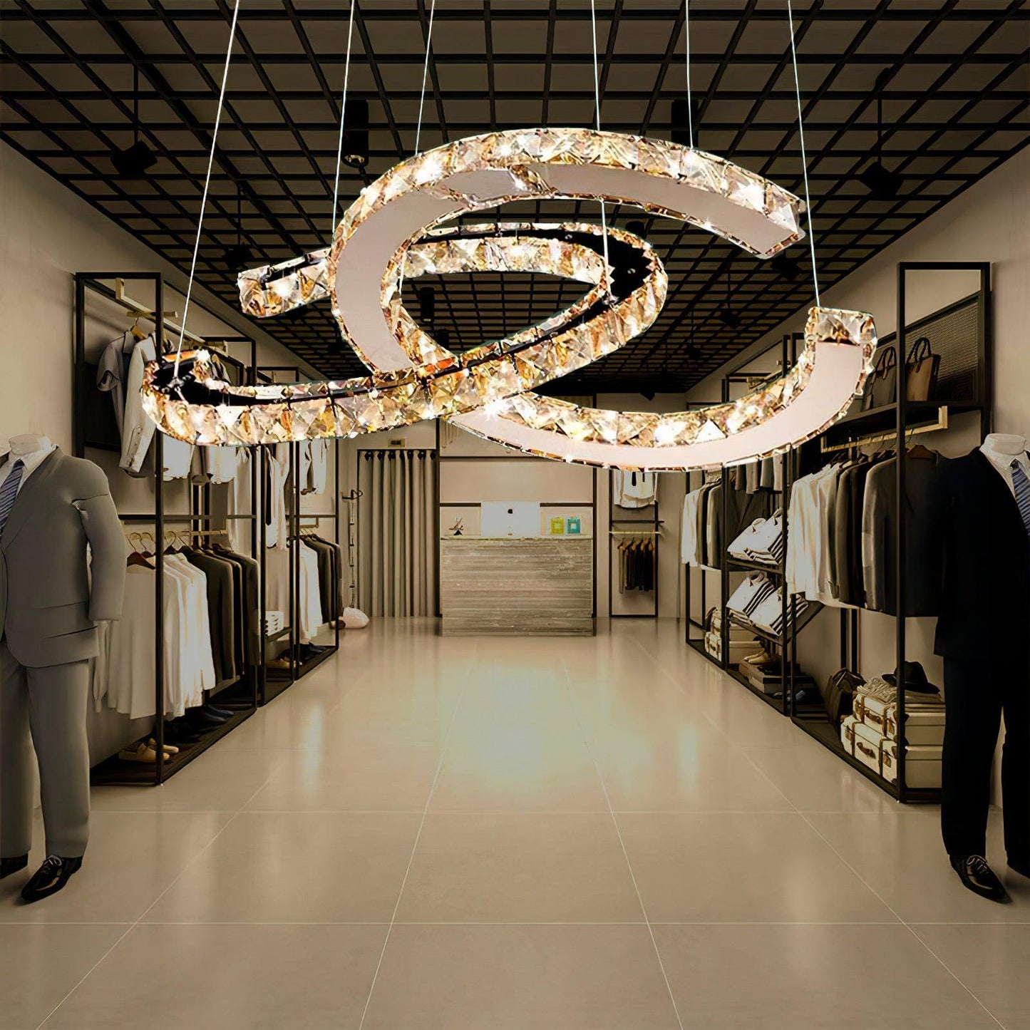 Modern Crystal Double C Chandelier - YIOSI