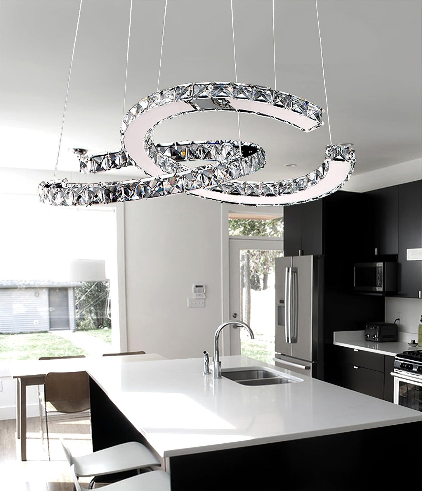 Modern Crystal Double C Chandelier - YIOSI