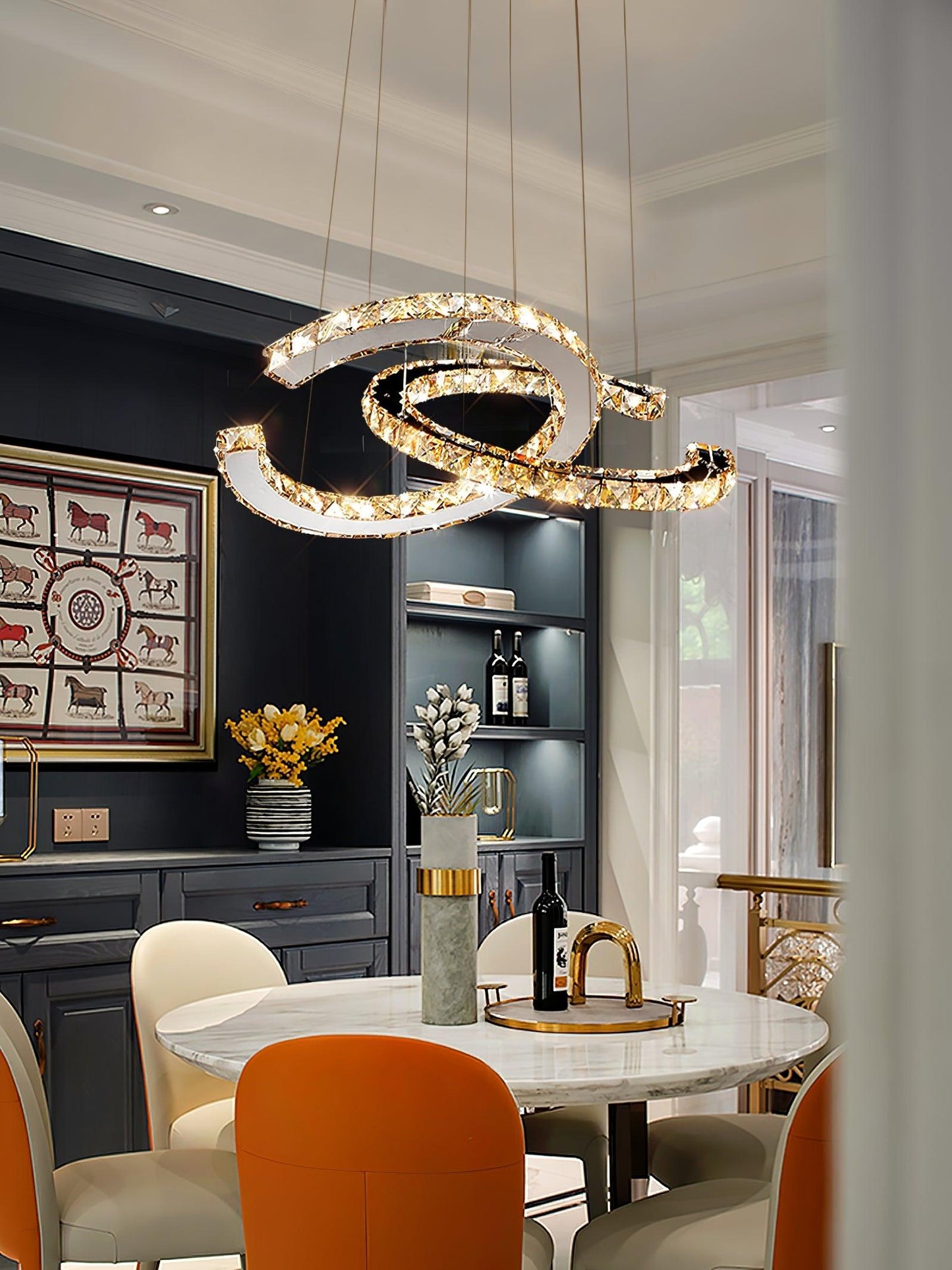 Modern Crystal Double C Chandelier - YIOSI