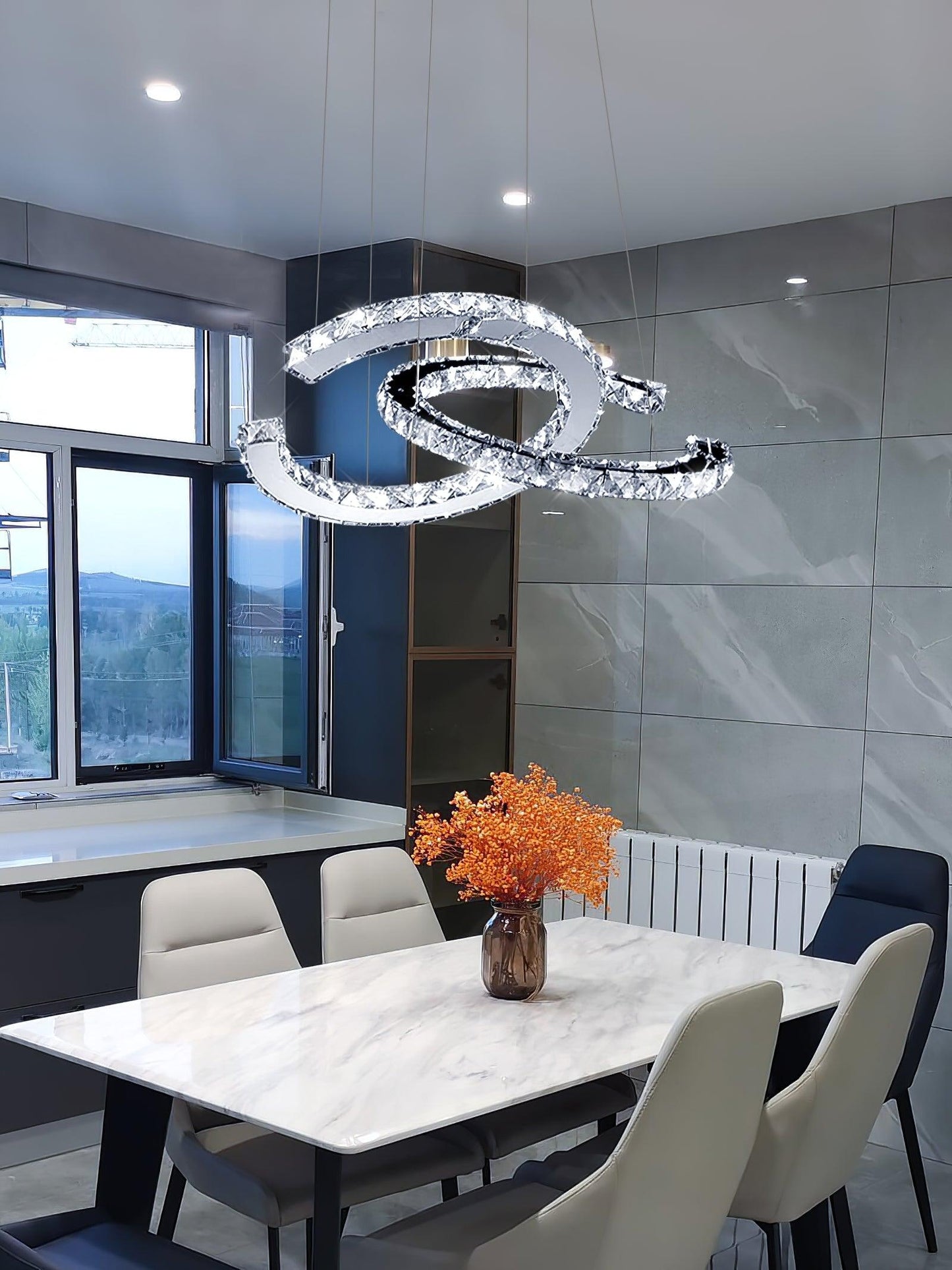 Modern Crystal Double C Chandelier - YIOSI