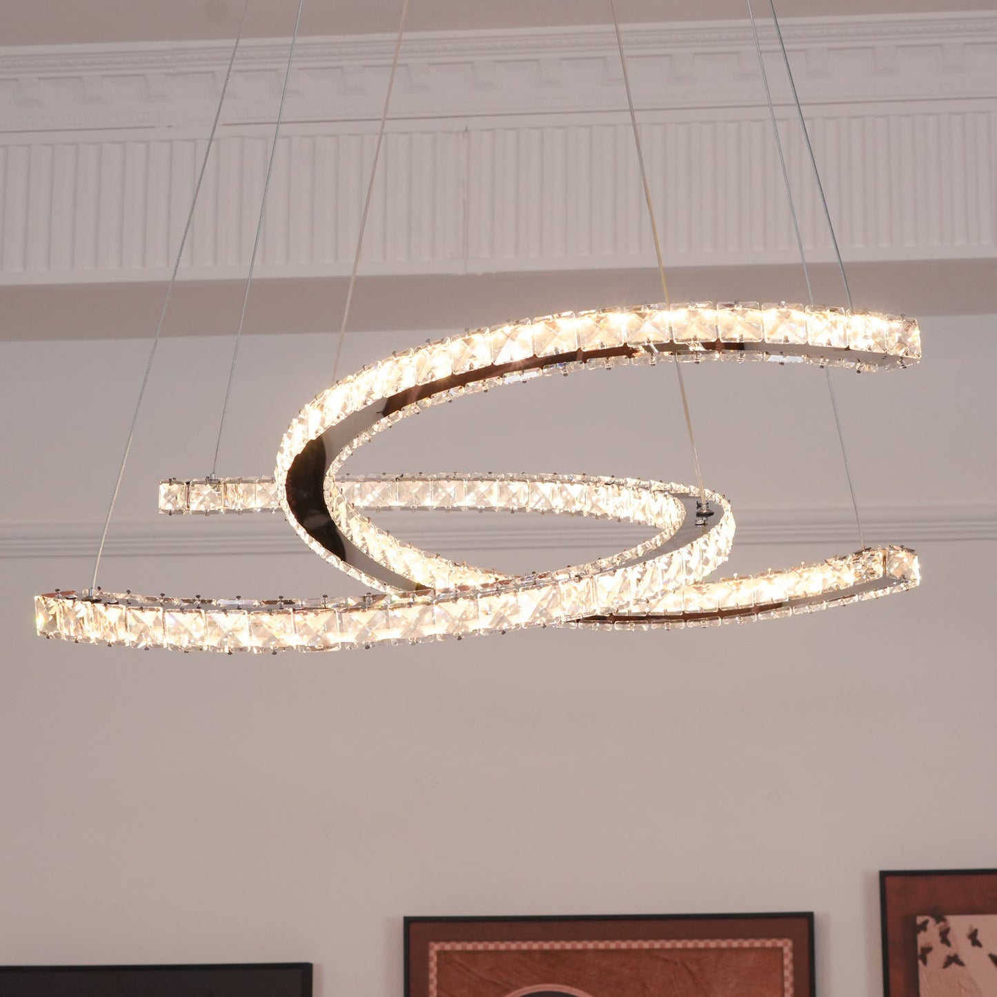 Modern Crystal Double C Chandelier - YIOSI