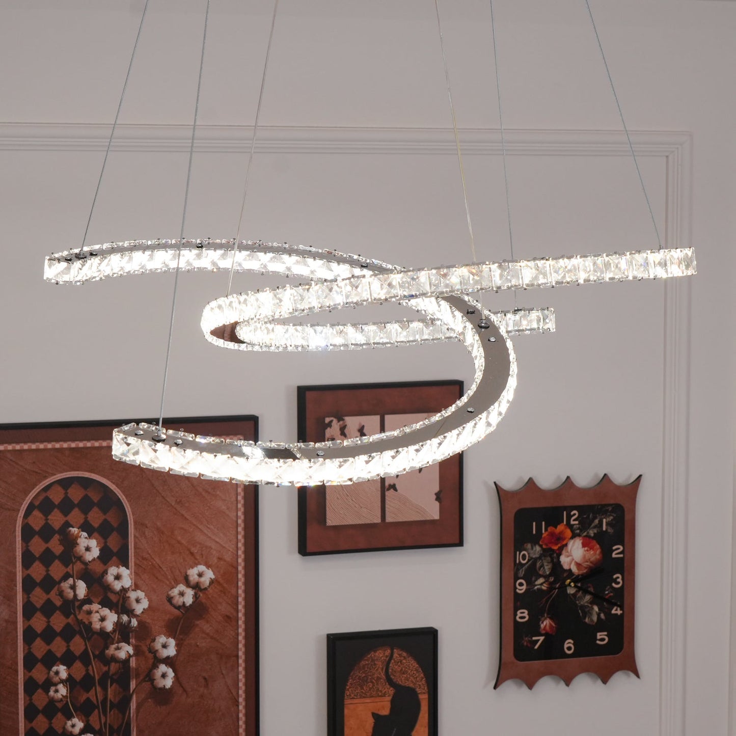 Modern Crystal Double C Chandelier - YIOSI