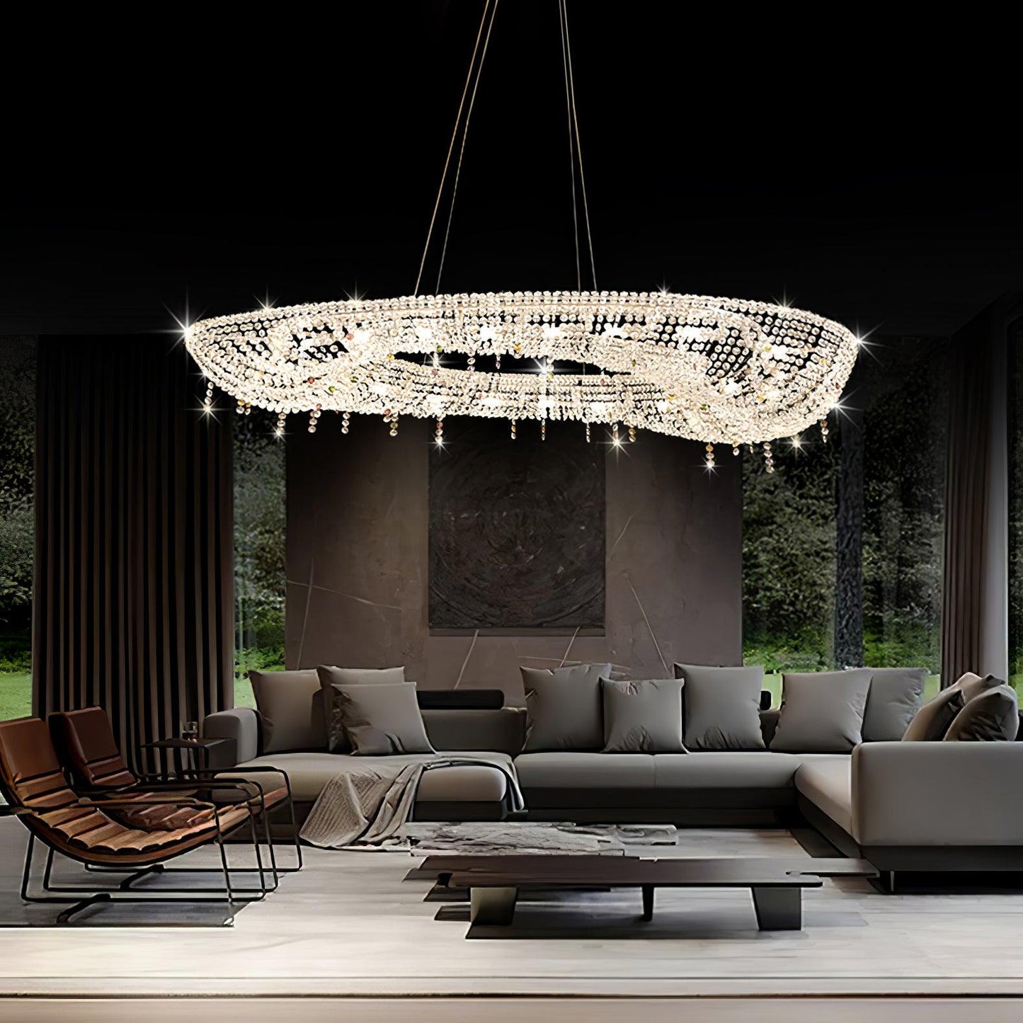 Modern Round Crystal Chandelier - YIOSI
