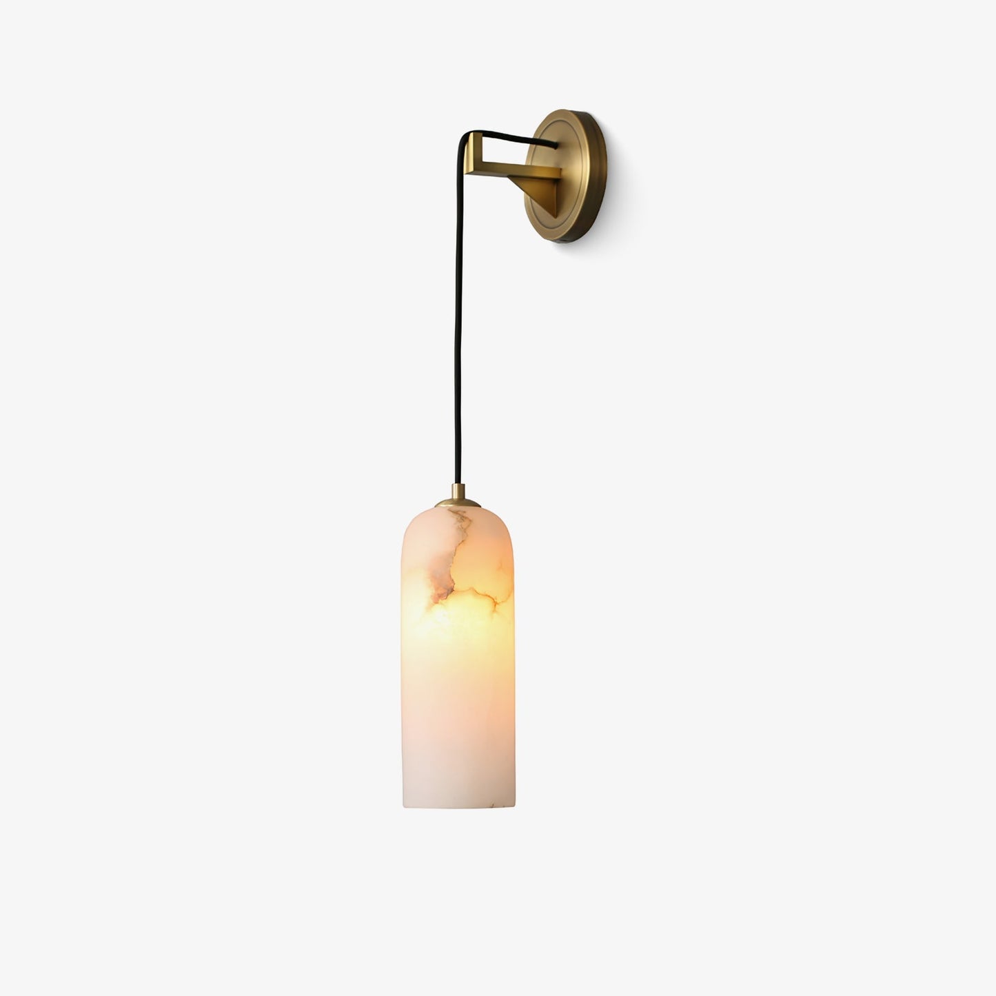 Monty Brass & White Alabaster Wall Lamp with Braided Cord