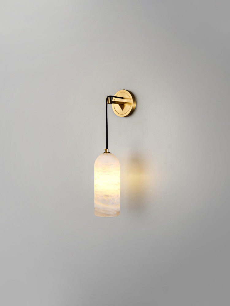 Monty Brass & White Alabaster Wall Lamp with Braided Cord