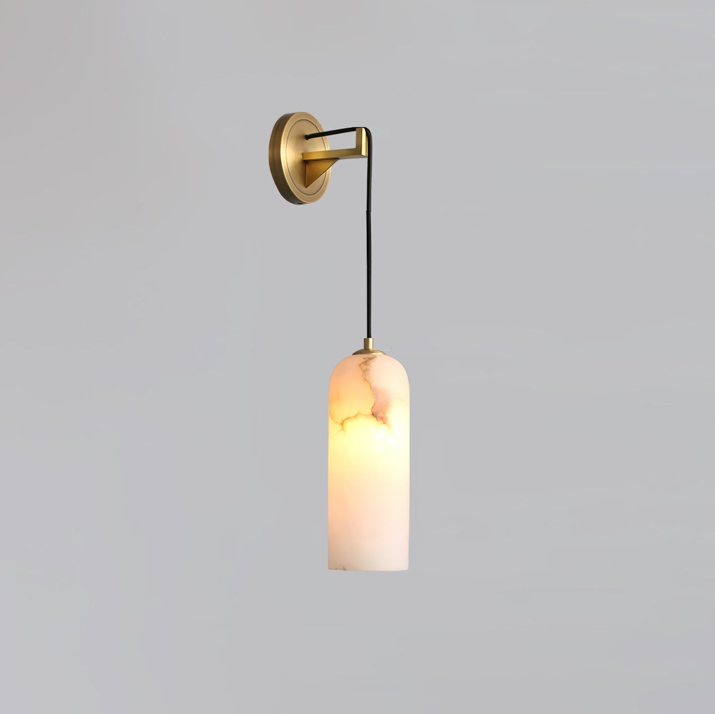 Monty Brass & White Alabaster Wall Lamp with Braided Cord