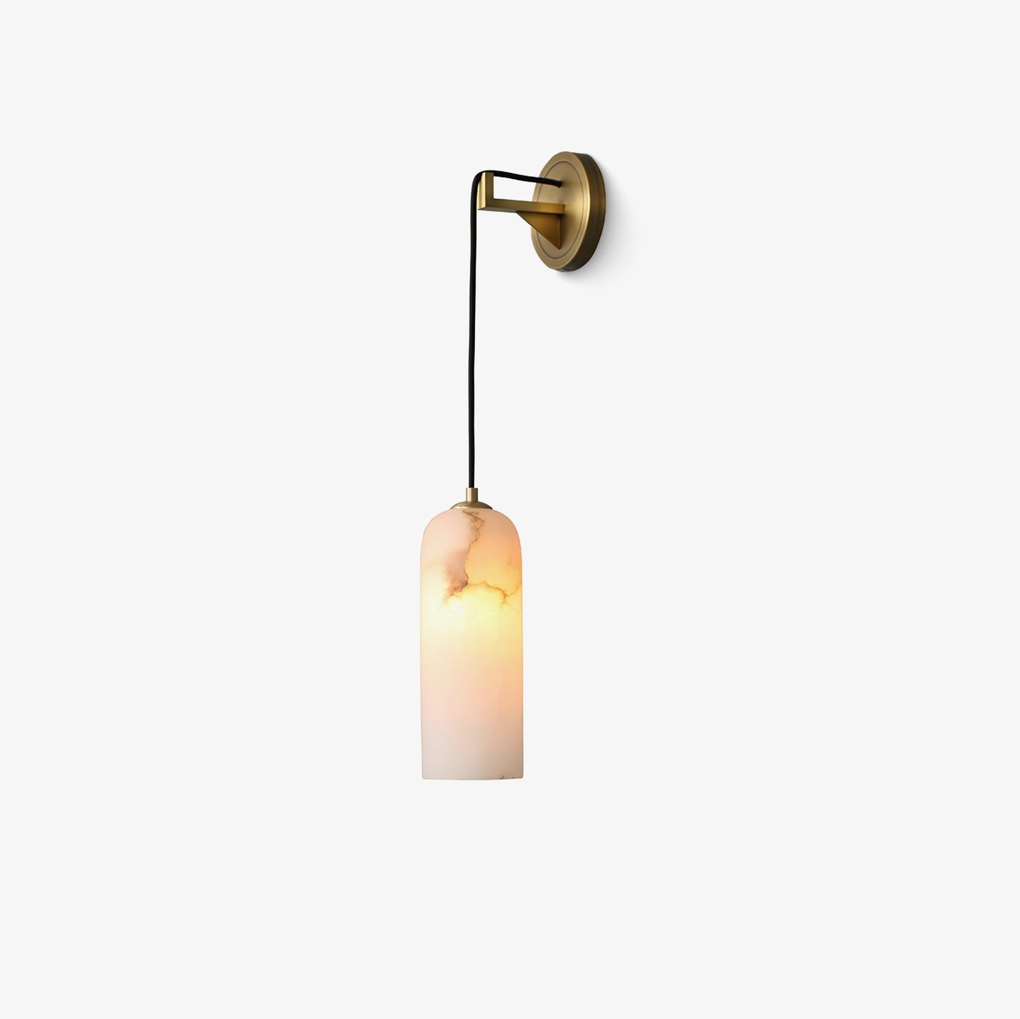 Monty Brass & White Alabaster Wall Lamp with Braided Cord