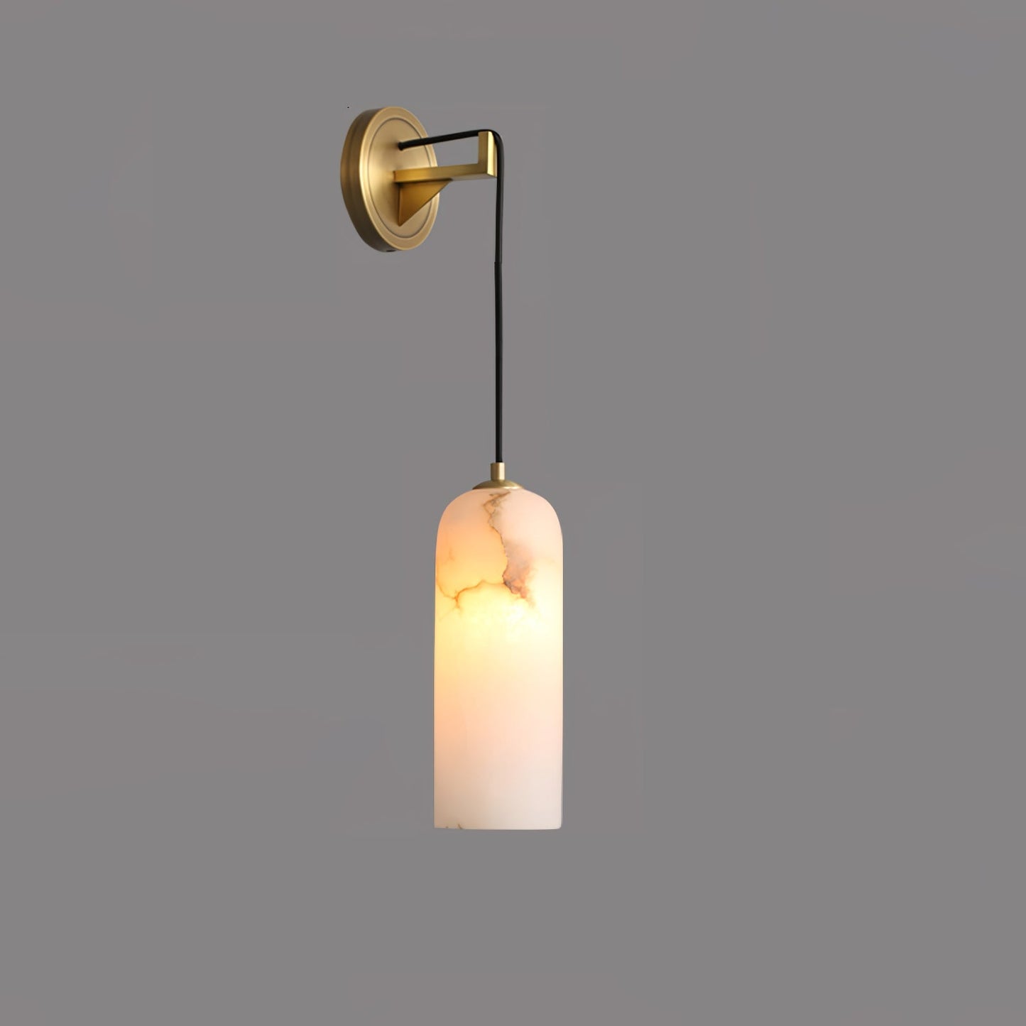 Monty Brass & White Alabaster Wall Lamp with Braided Cord