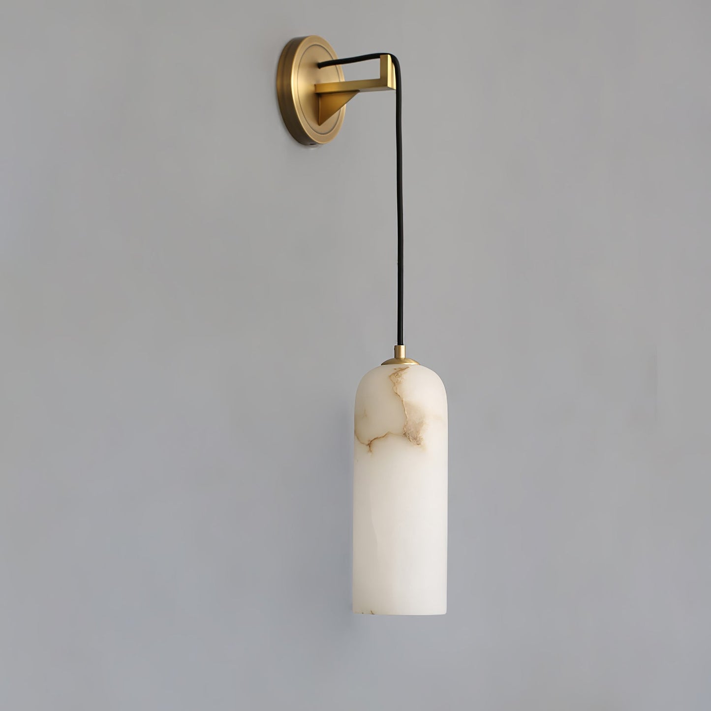 Monty Brass & White Alabaster Wall Lamp with Braided Cord