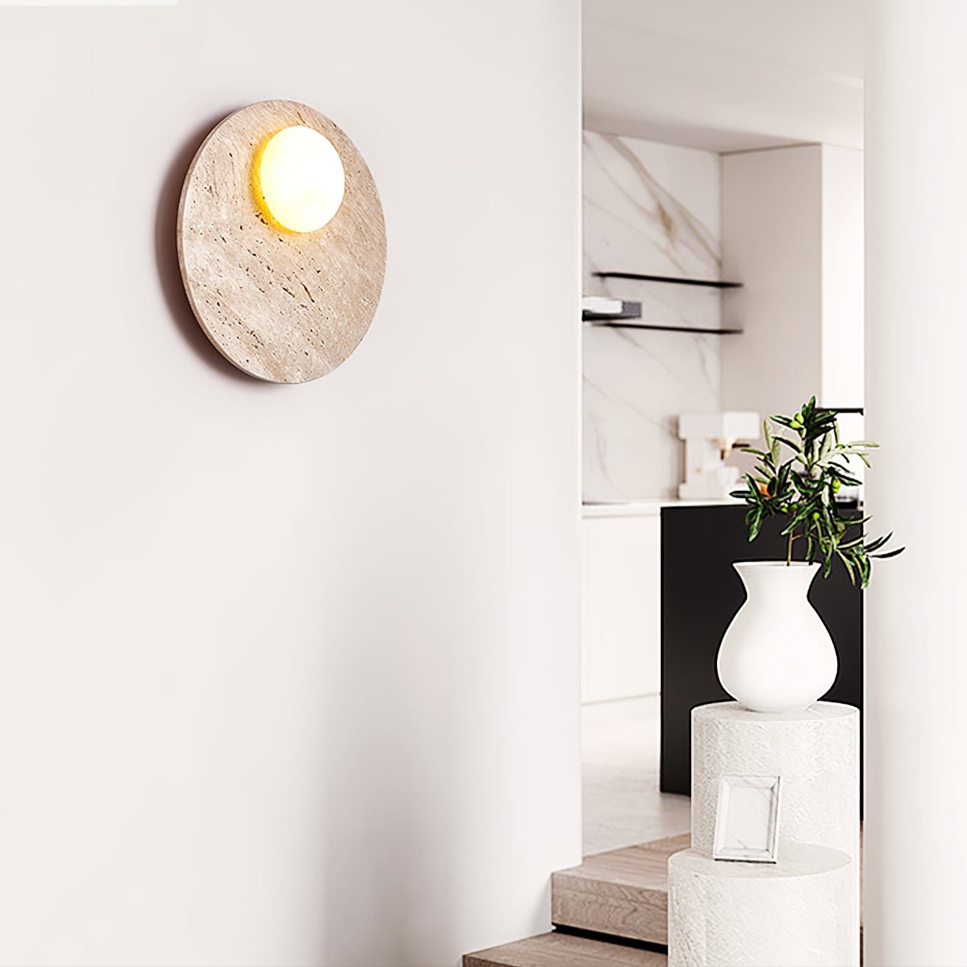 Moonwake Travertine Sconce - YIOSI