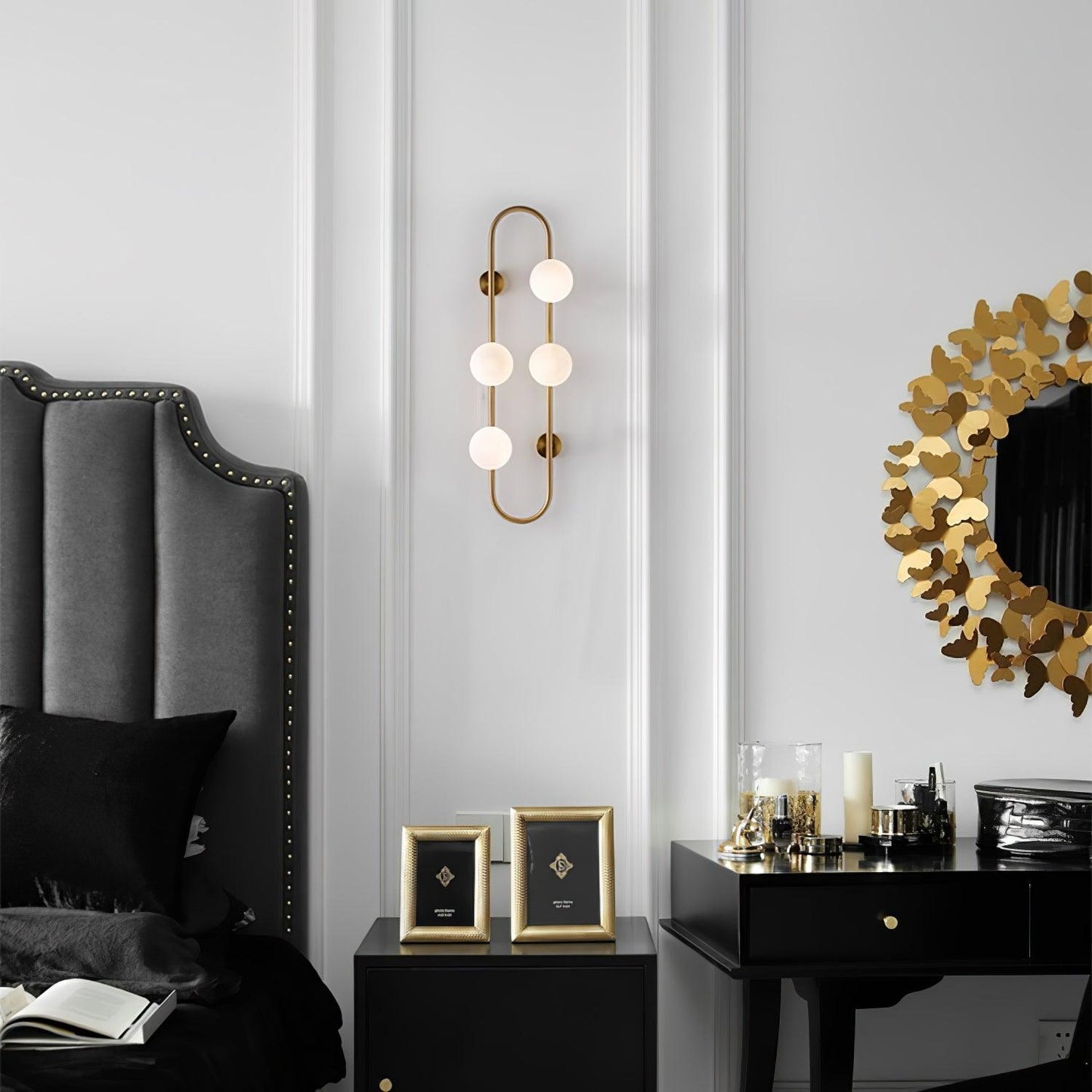 Buch Multi-Bulb Gold & Black Wall Lamp with Glass Shades