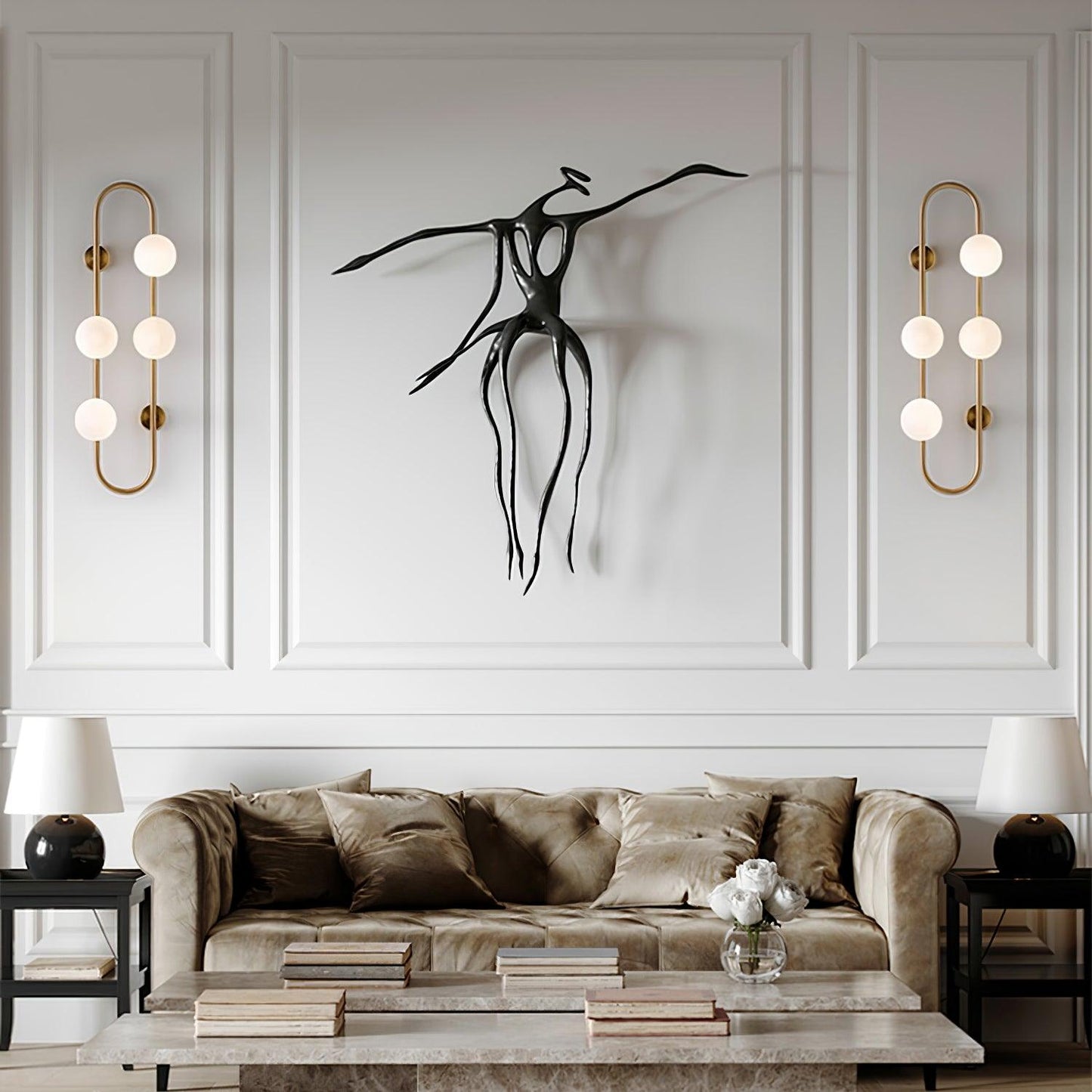 Buch Multi-Bulb Gold & Black Wall Lamp with Glass Shades
