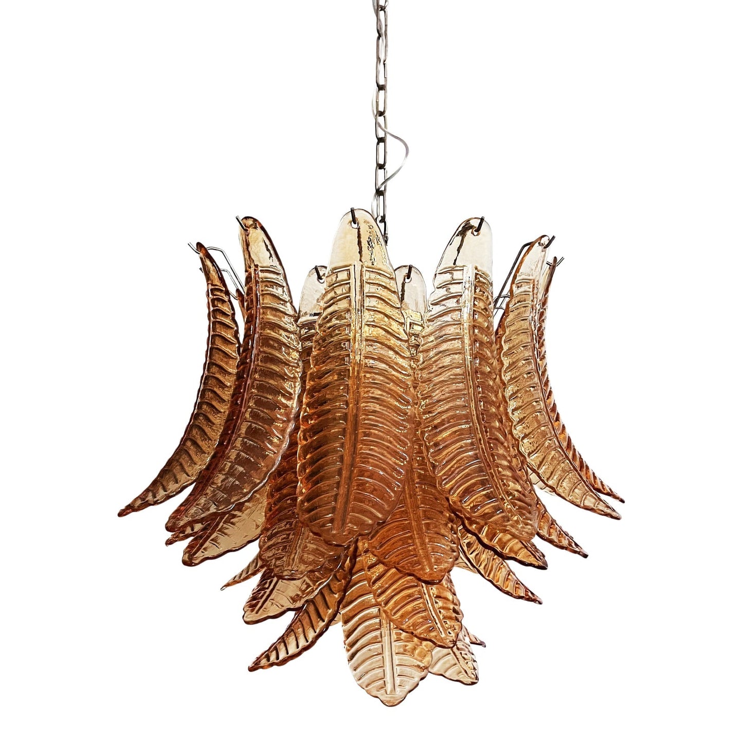 Murano Amber Glass Leaf Chandelier - YIOSI