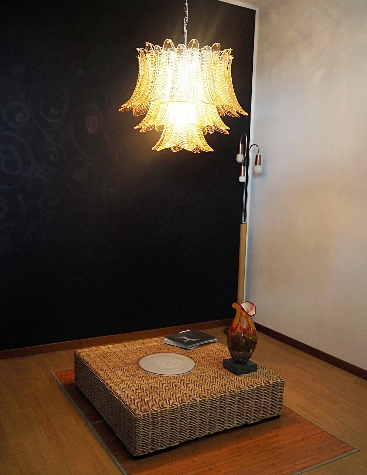 Murano Amber Glass Leaf Chandelier - YIOSI