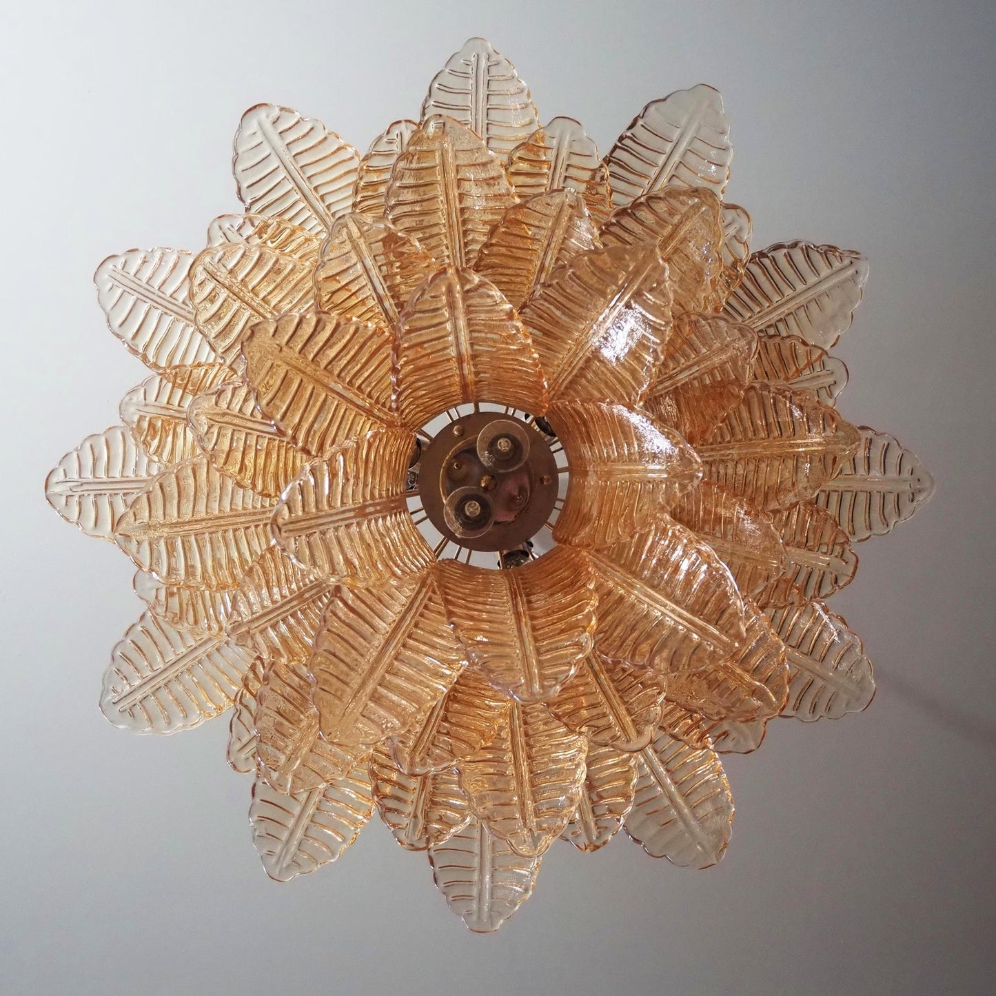 Murano Amber Glass Leaf Chandelier - YIOSI