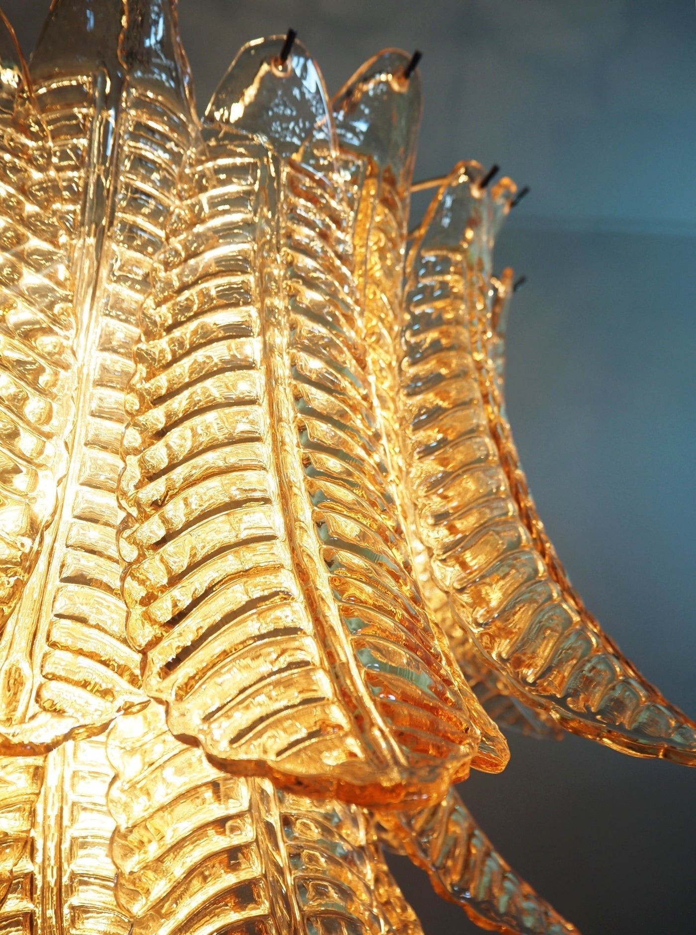 Murano Amber Glass Leaf Chandelier - YIOSI