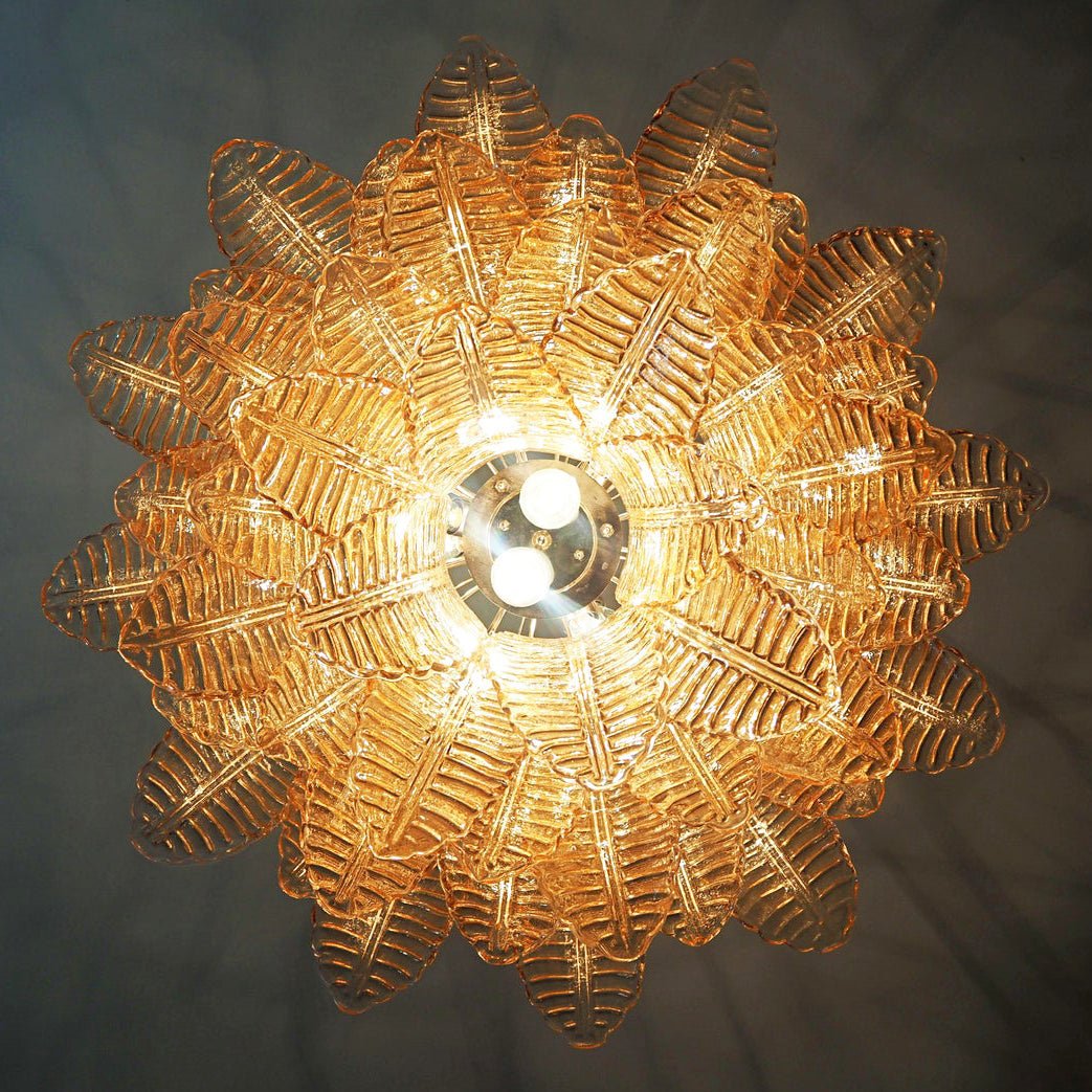 Murano Amber Glass Leaf Chandelier - YIOSI