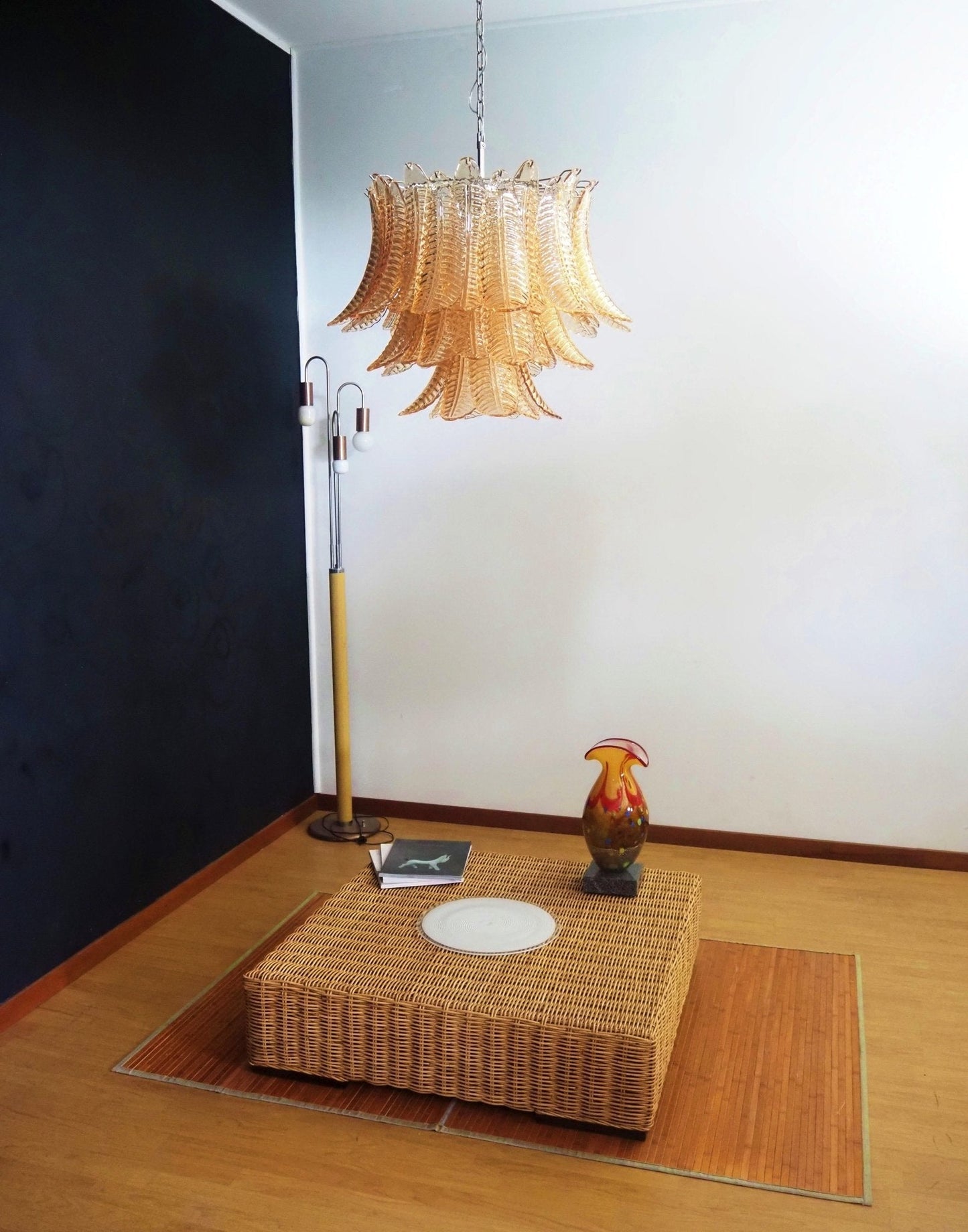 Murano Amber Glass Leaf Chandelier - YIOSI