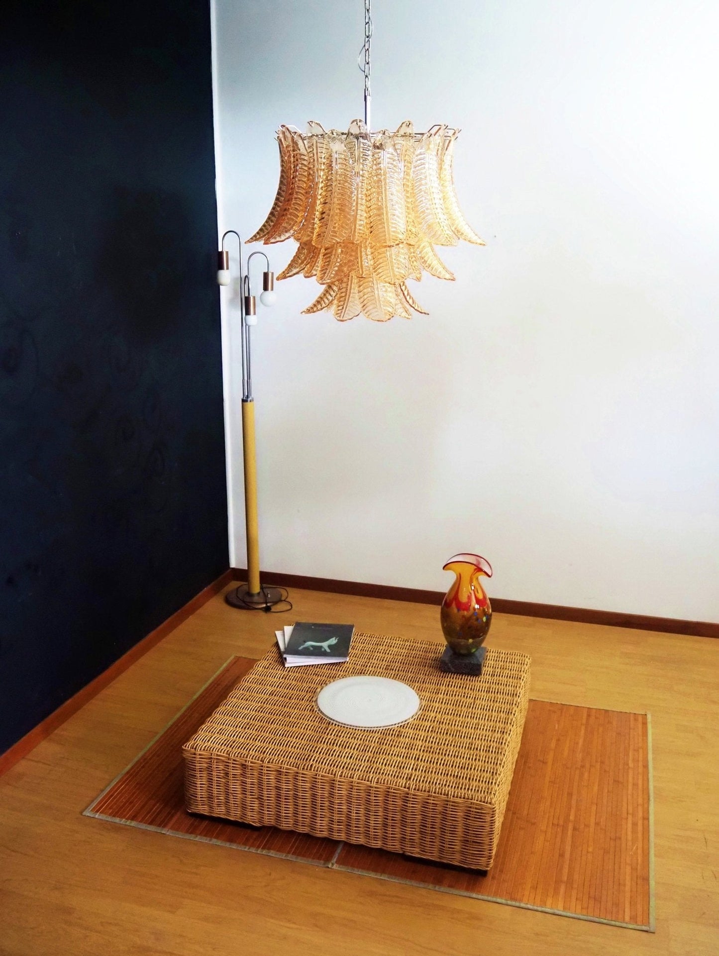 Murano Amber Glass Leaf Chandelier - YIOSI