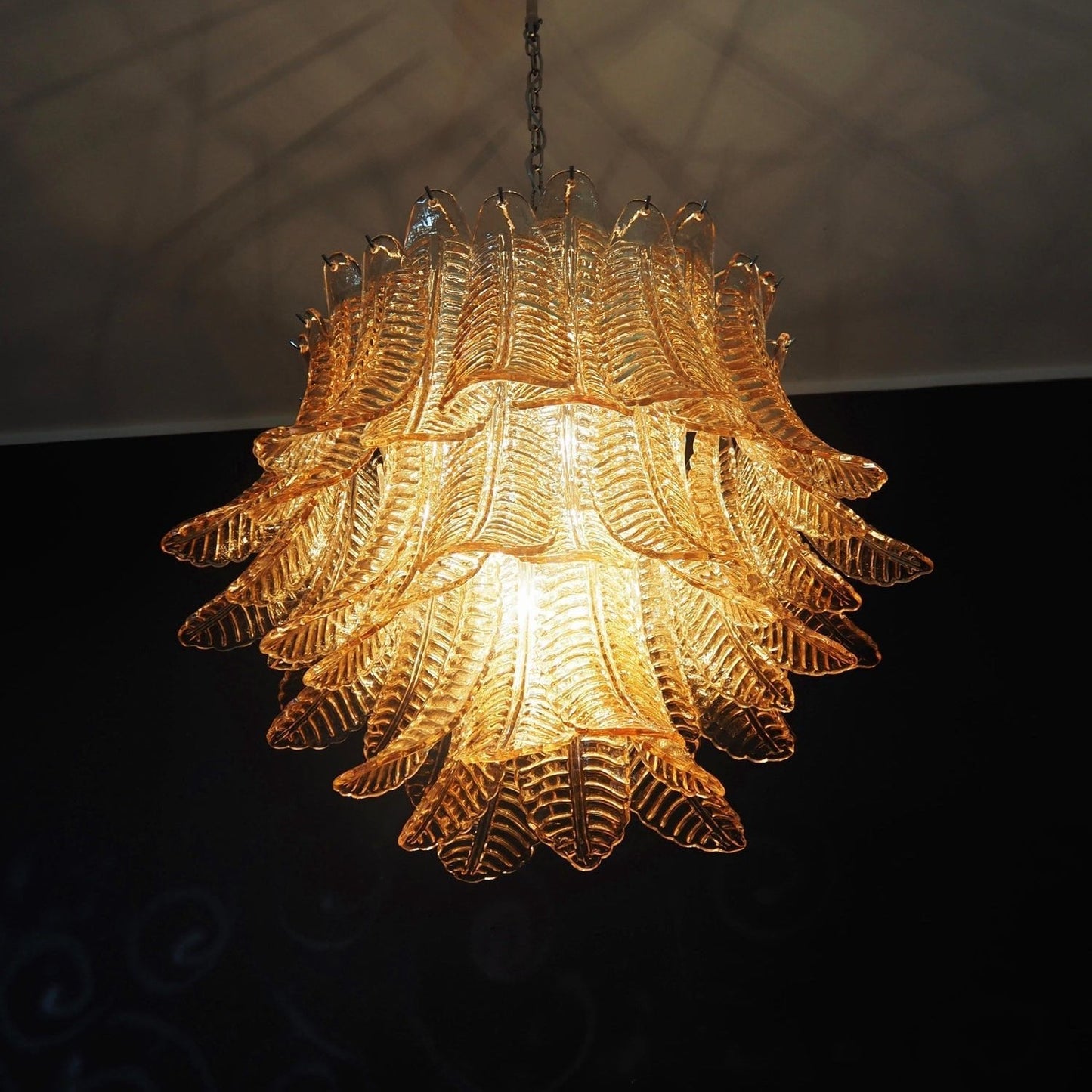 Murano Amber Glass Leaf Chandelier - YIOSI