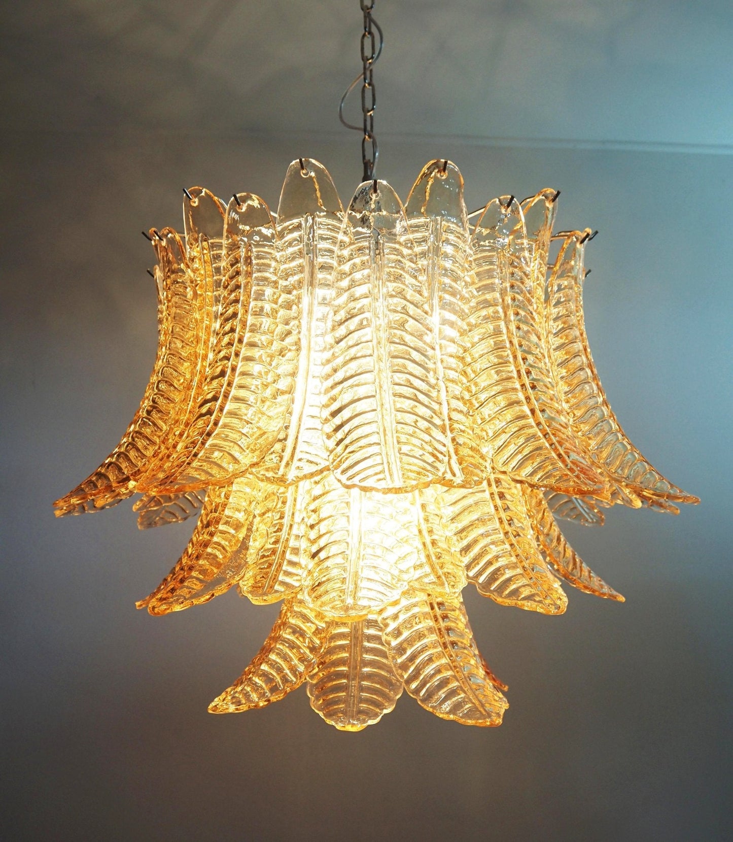 Murano Amber Glass Leaf Chandelier - YIOSI