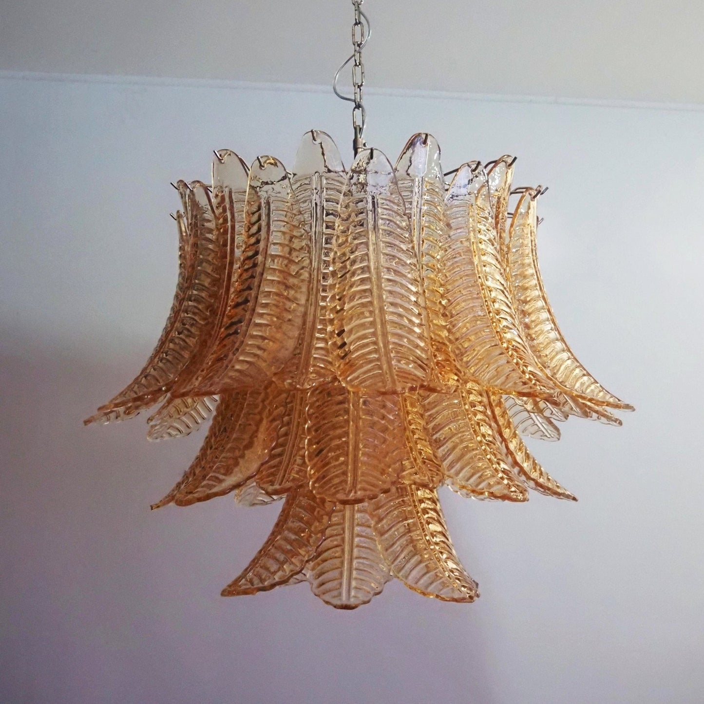 Murano Amber Glass Leaf Chandelier - YIOSI