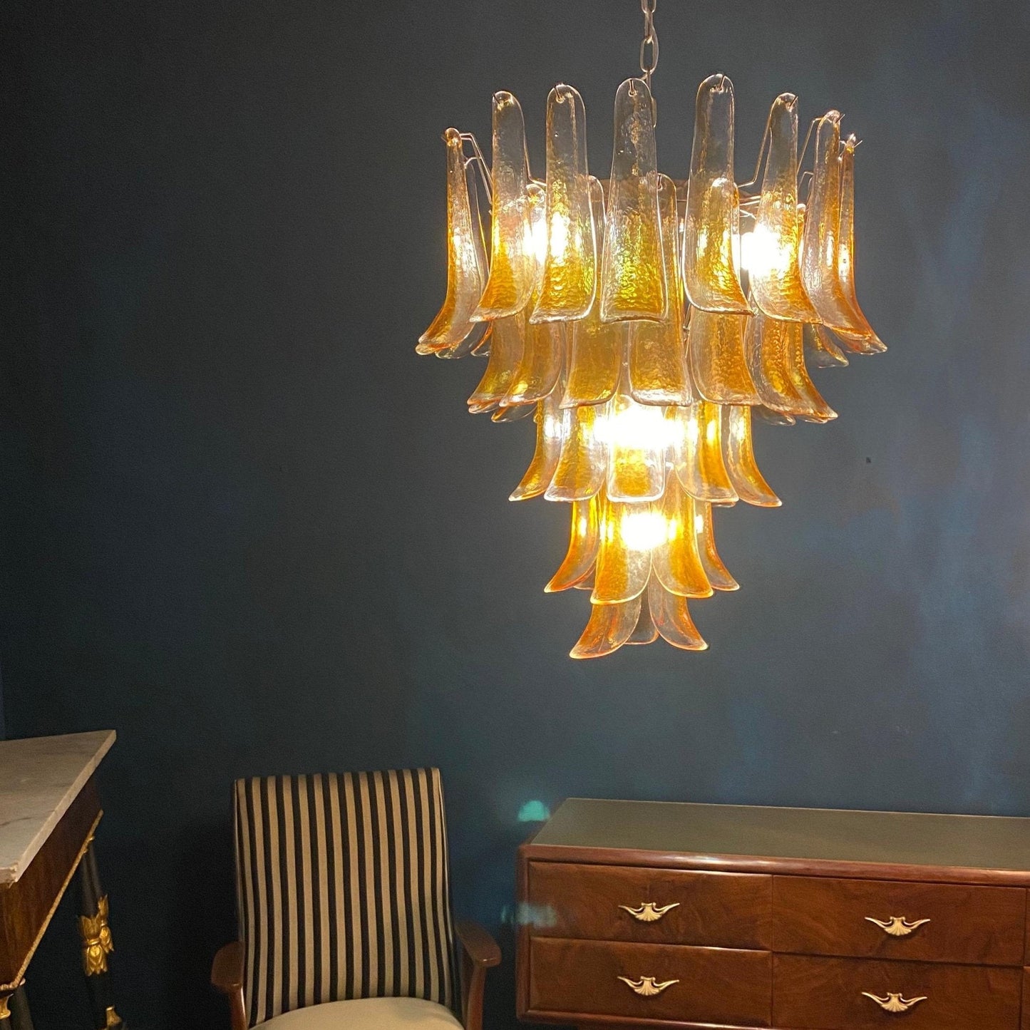 Amber Murano Glass Petals Chandelier - YIOSI