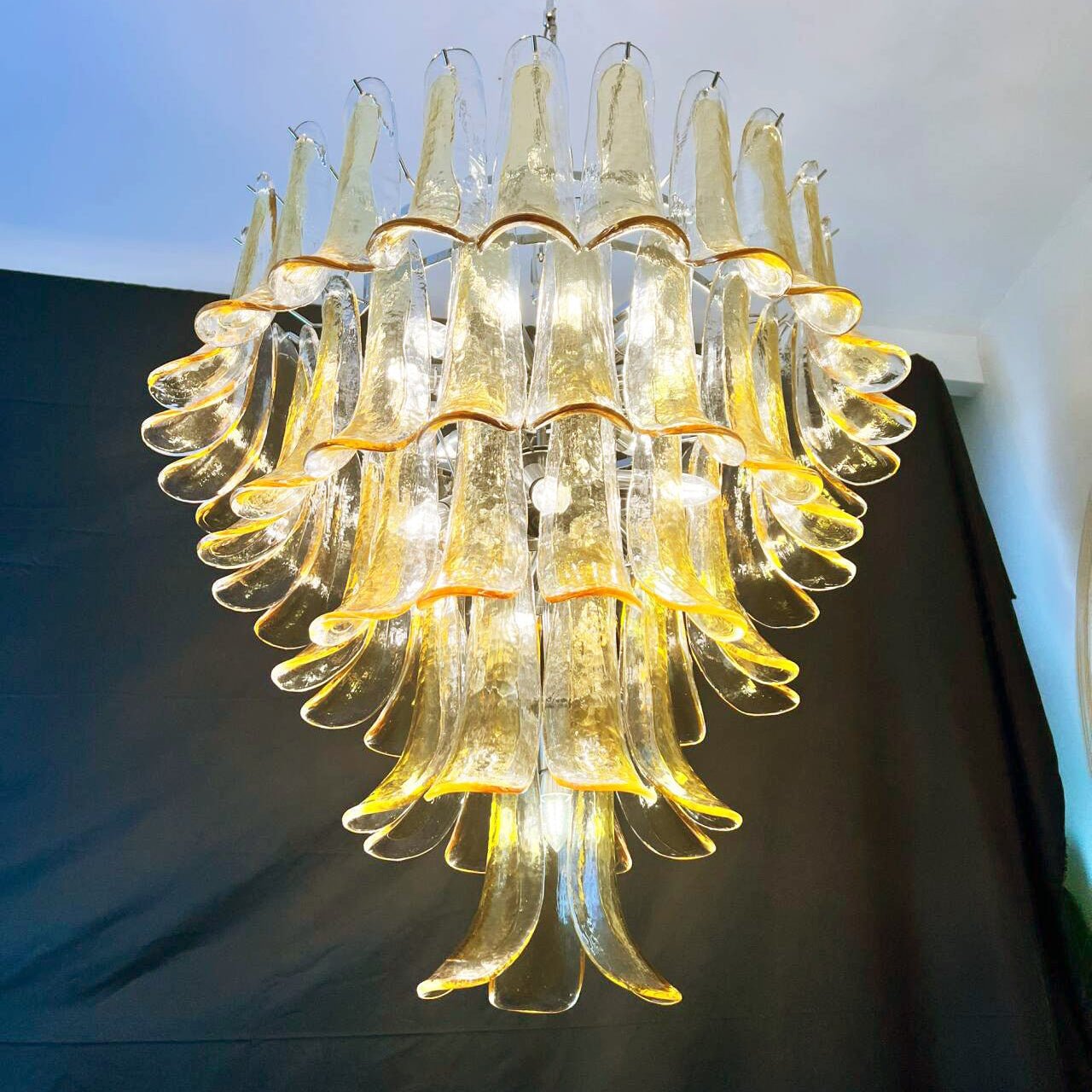 Amber Murano Glass Petals Chandelier - YIOSI