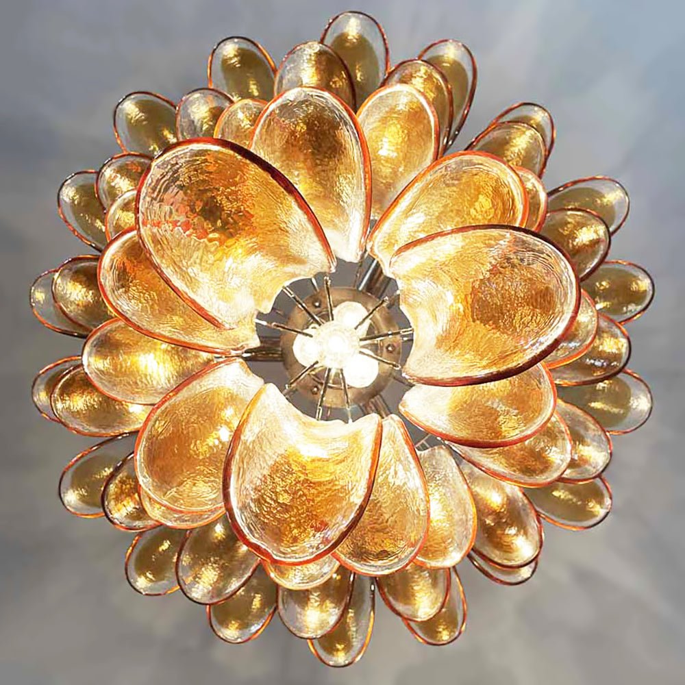 Amber Murano Glass Petals Chandelier - YIOSI