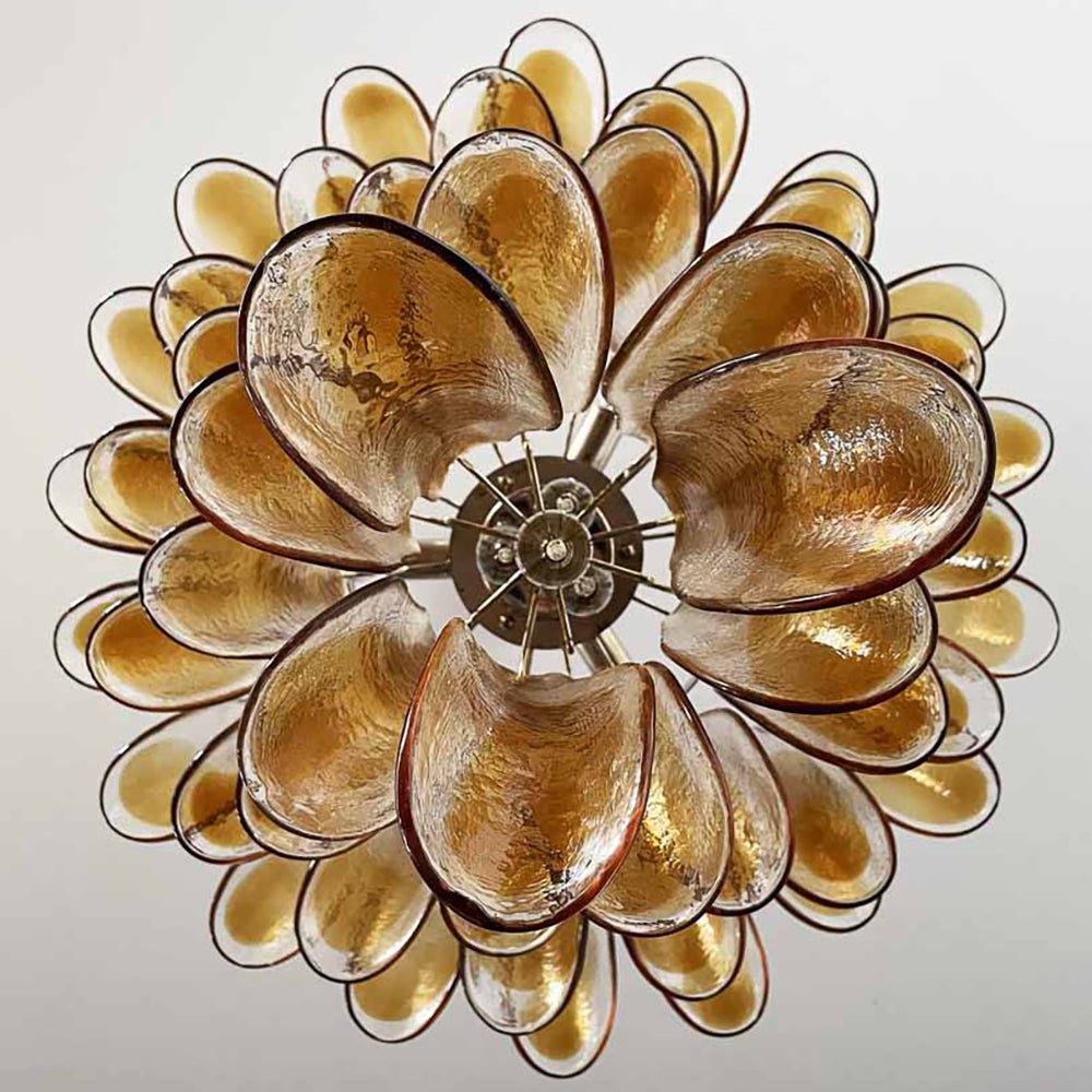 Amber Murano Glass Petals Chandelier - YIOSI