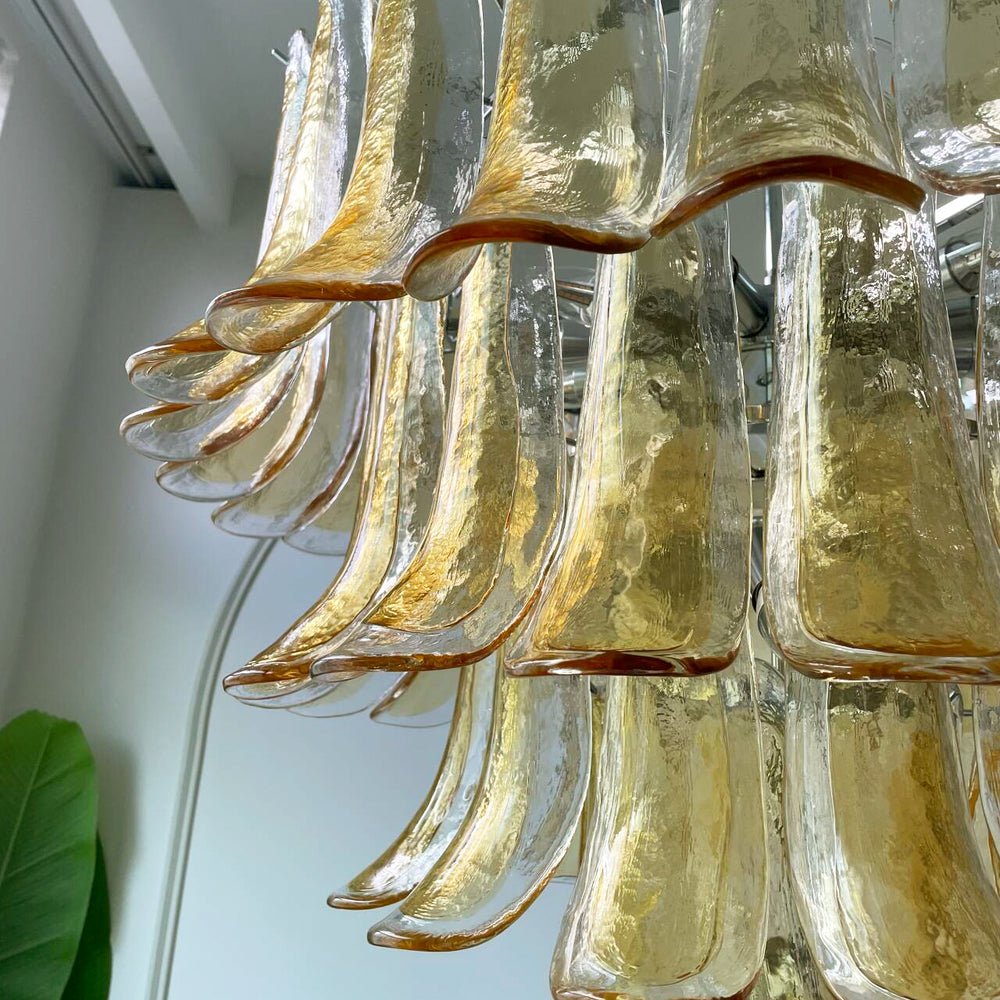 Amber Murano Glass Petals Chandelier - YIOSI