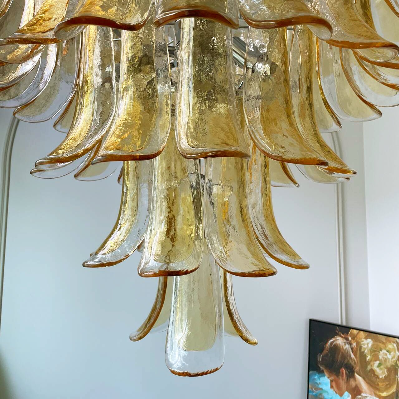 Amber Murano Glass Petals Chandelier - YIOSI