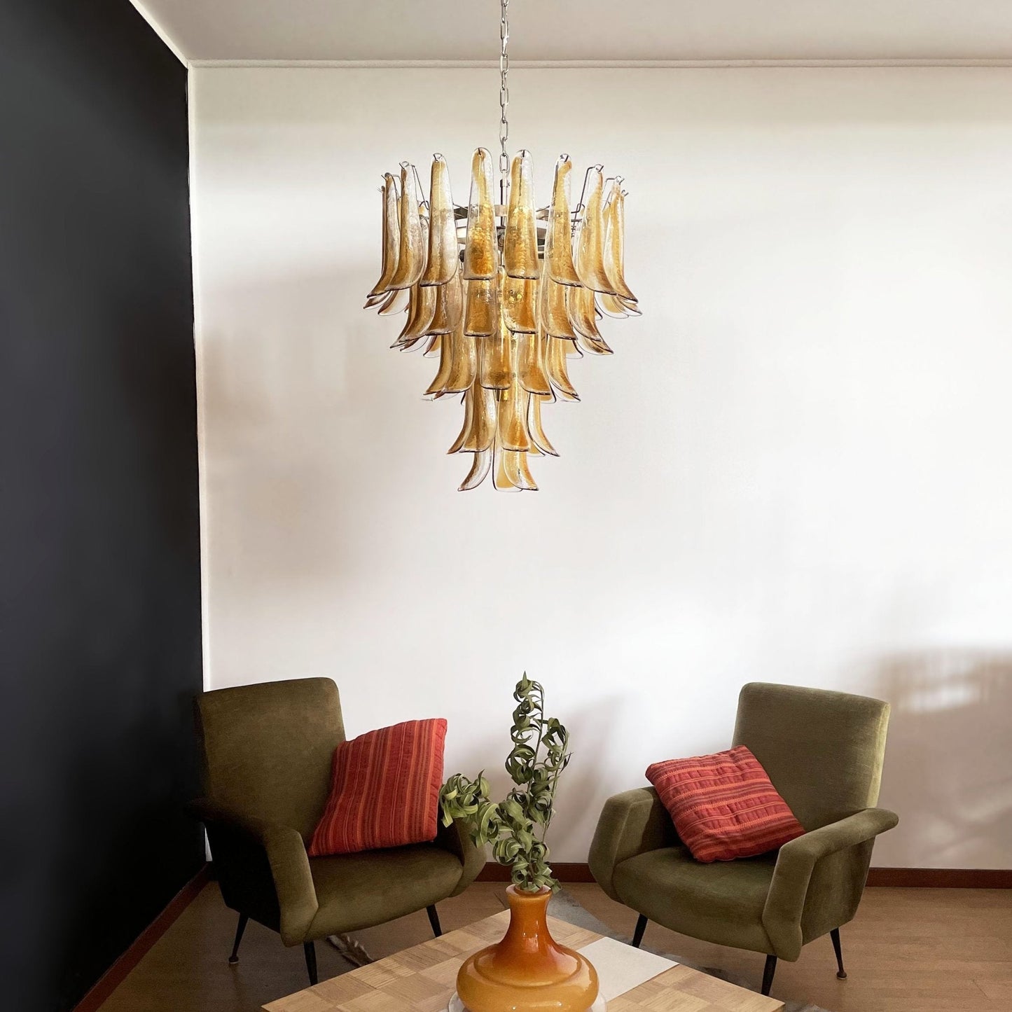 Amber Murano Glass Petals Chandelier - YIOSI