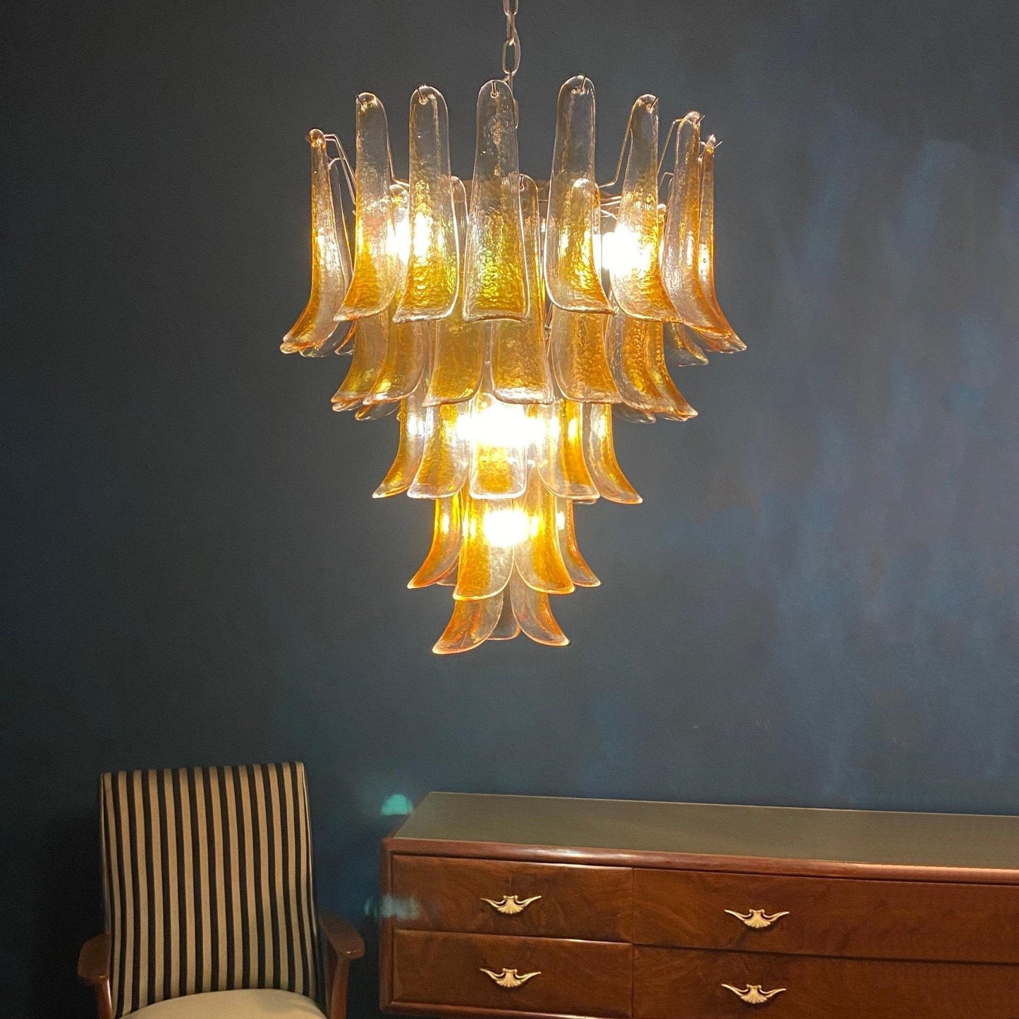 Amber Murano Glass Petals Chandelier - YIOSI