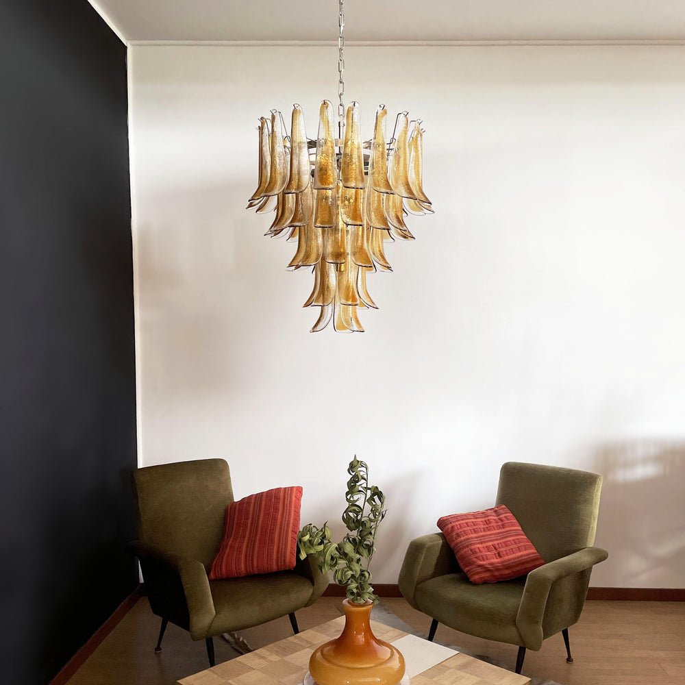 Amber Murano Glass Petals Chandelier - YIOSI