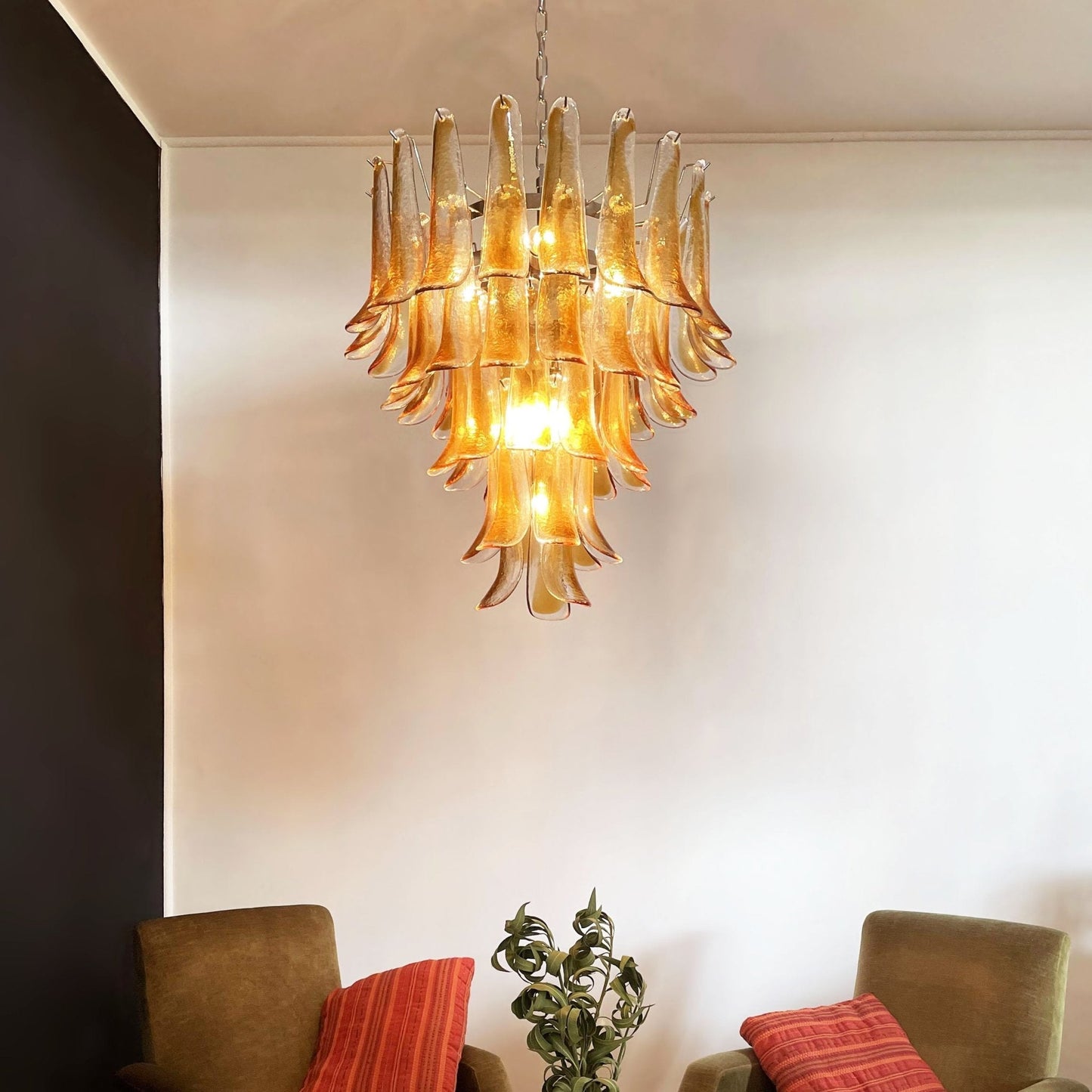 Amber Murano Glass Petals Chandelier - YIOSI
