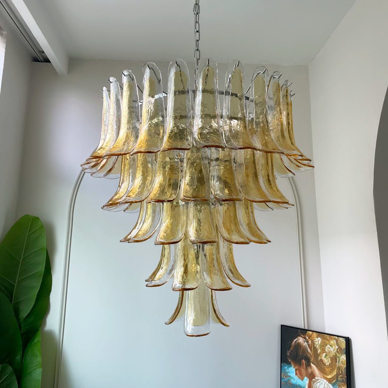Amber Murano Glass Petals Chandelier - YIOSI