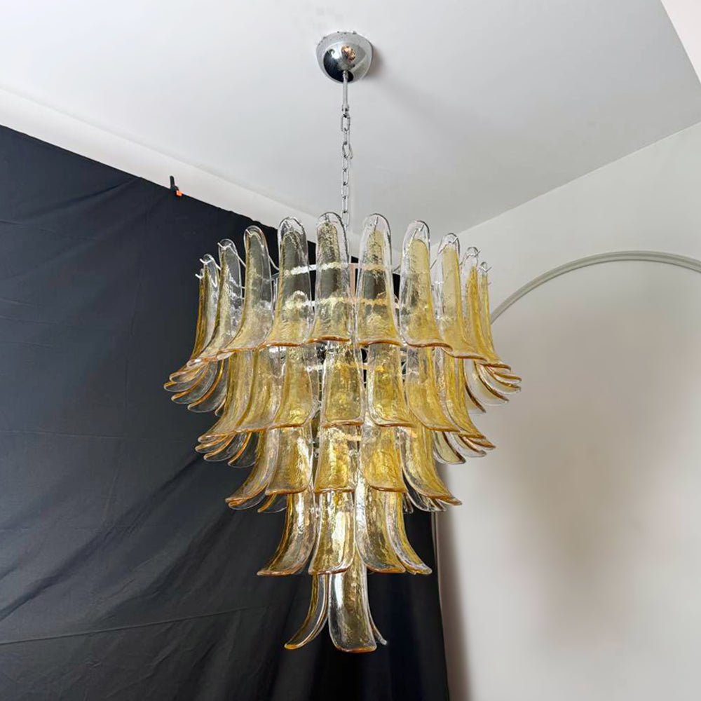 Amber Murano Glass Petals Chandelier - YIOSI