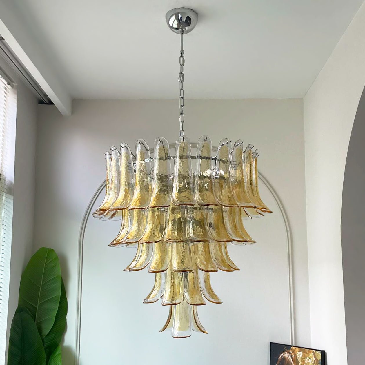 Amber Murano Glass Petals Chandelier - YIOSI