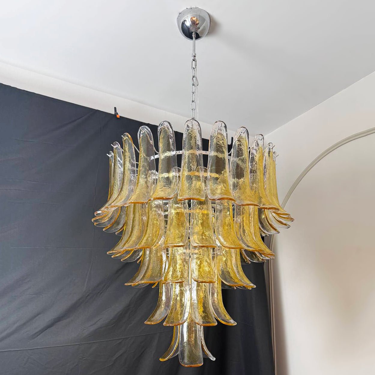 Amber Murano Glass Petals Chandelier - YIOSI
