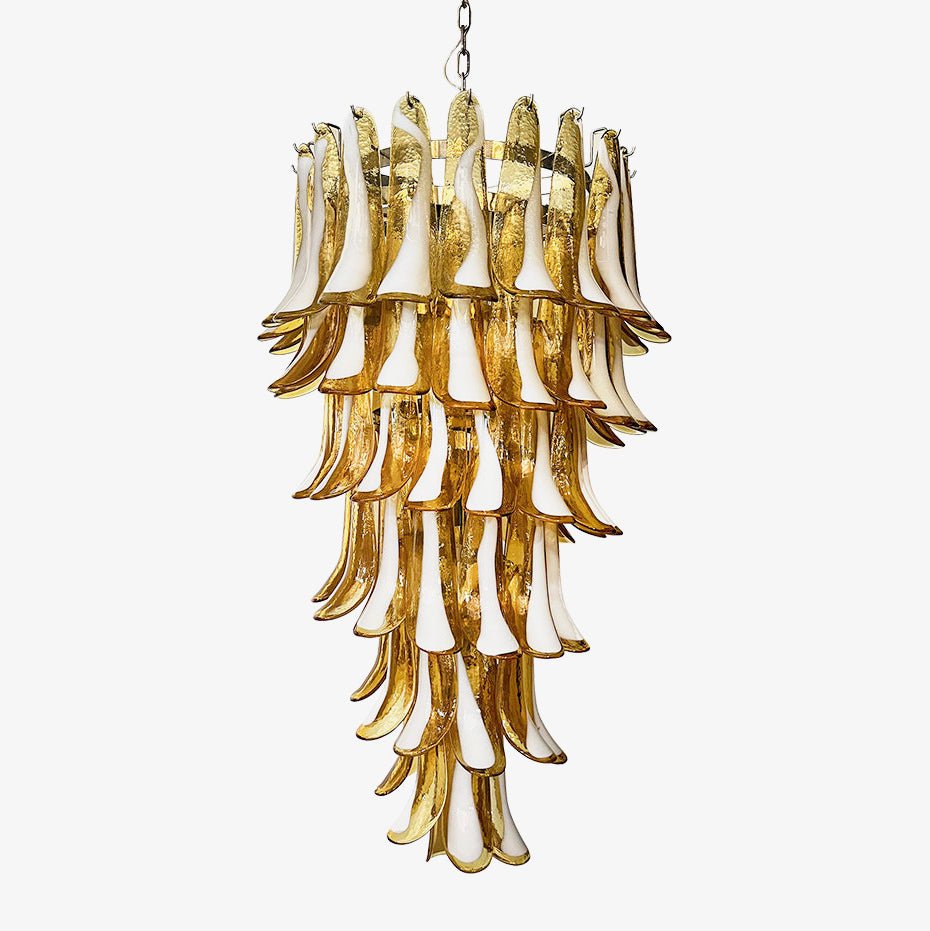 Murano Amber Petals Spiral Chandelier - YIOSI
