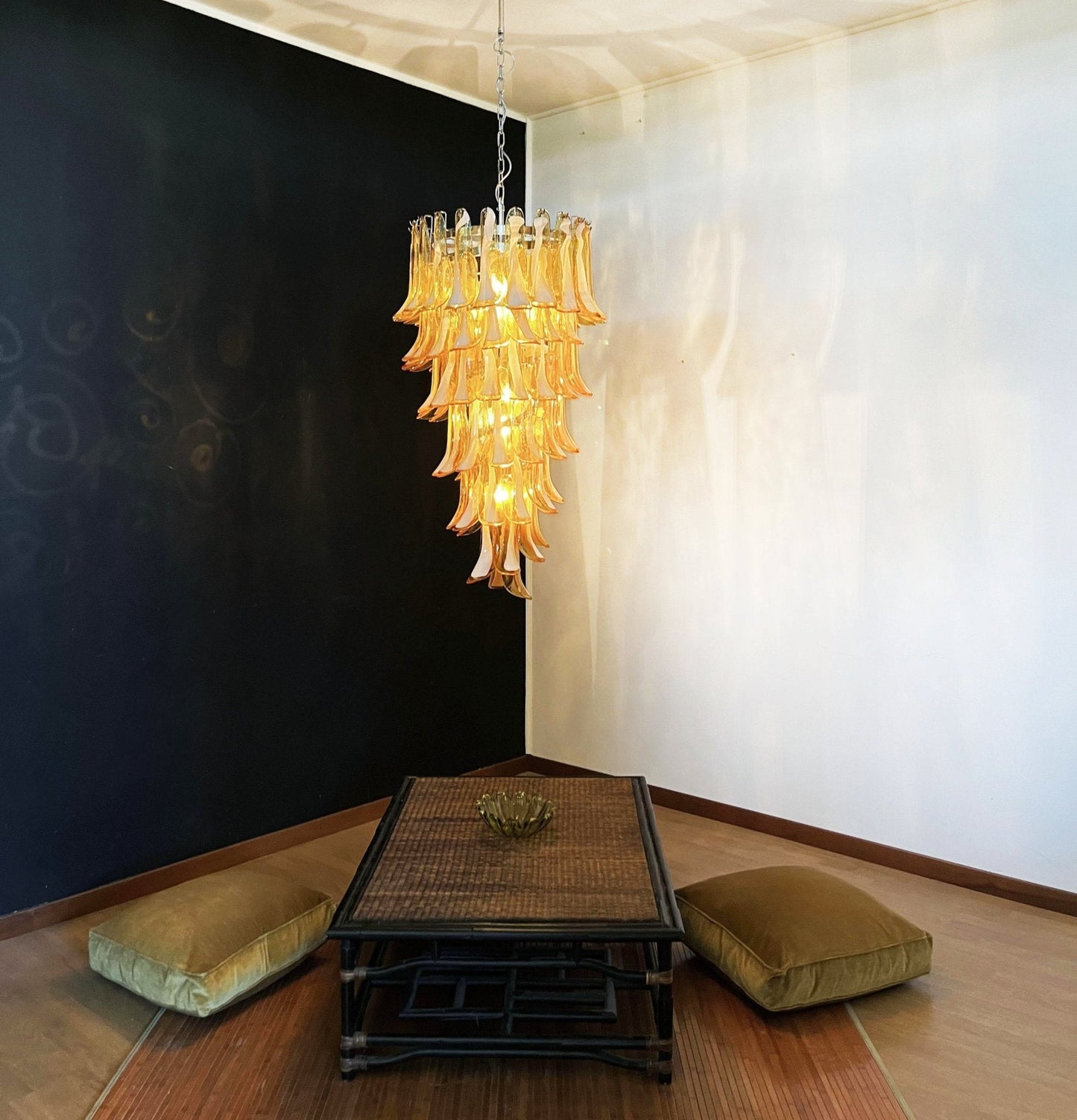 Murano Amber Petals Spiral Chandelier - YIOSI