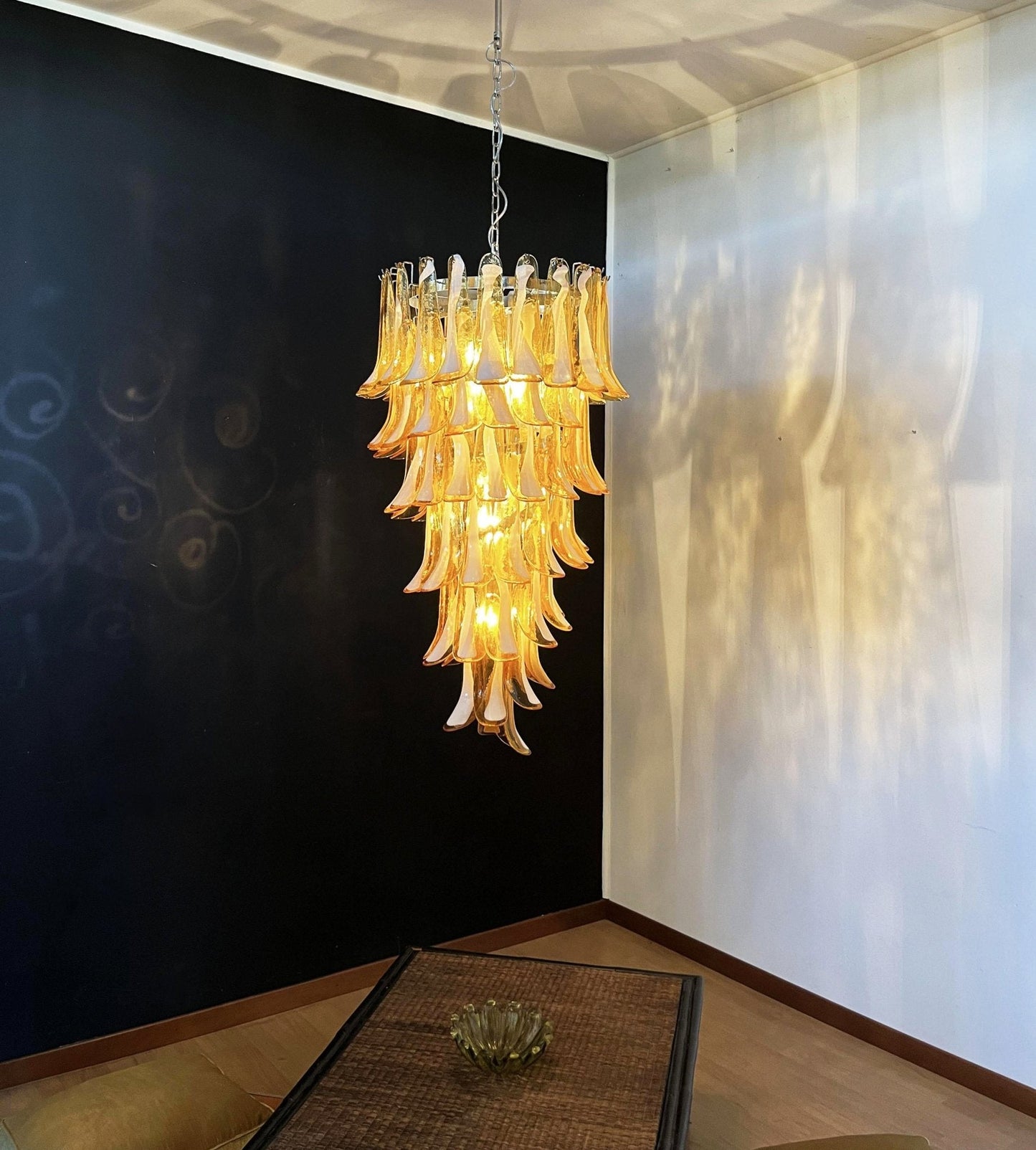 Murano Amber Petals Spiral Chandelier - YIOSI