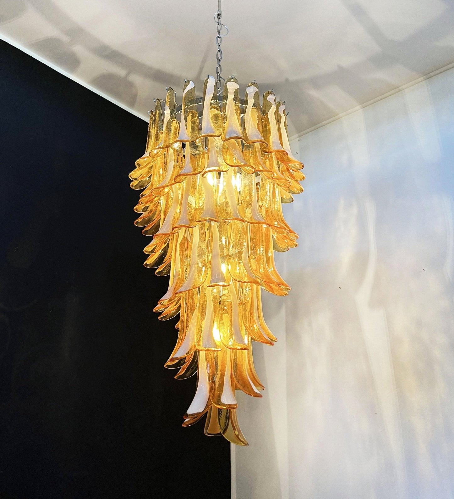 Murano Amber Petals Spiral Chandelier - YIOSI