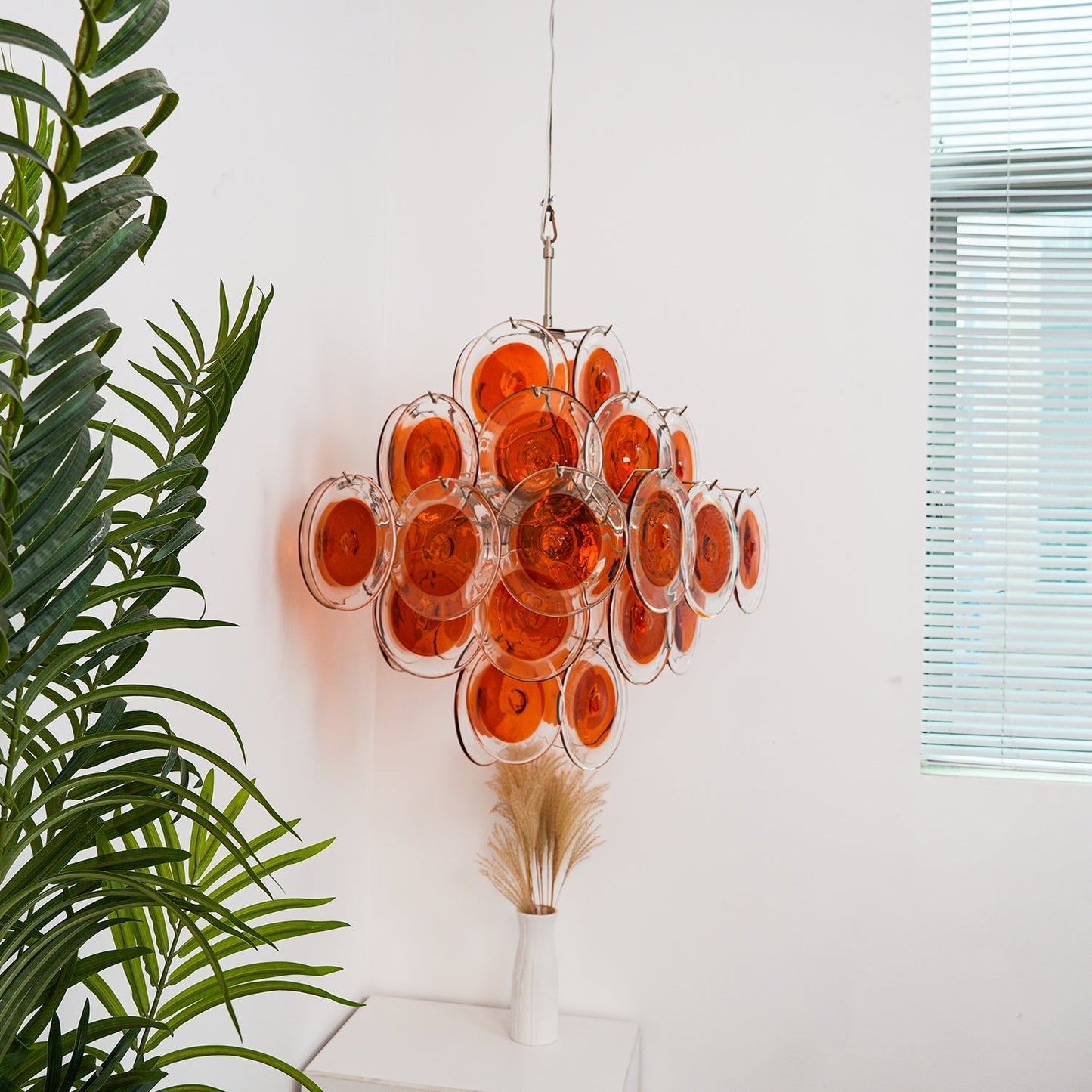 Orange Transparent Murano Disc Chandelier - YIOSI