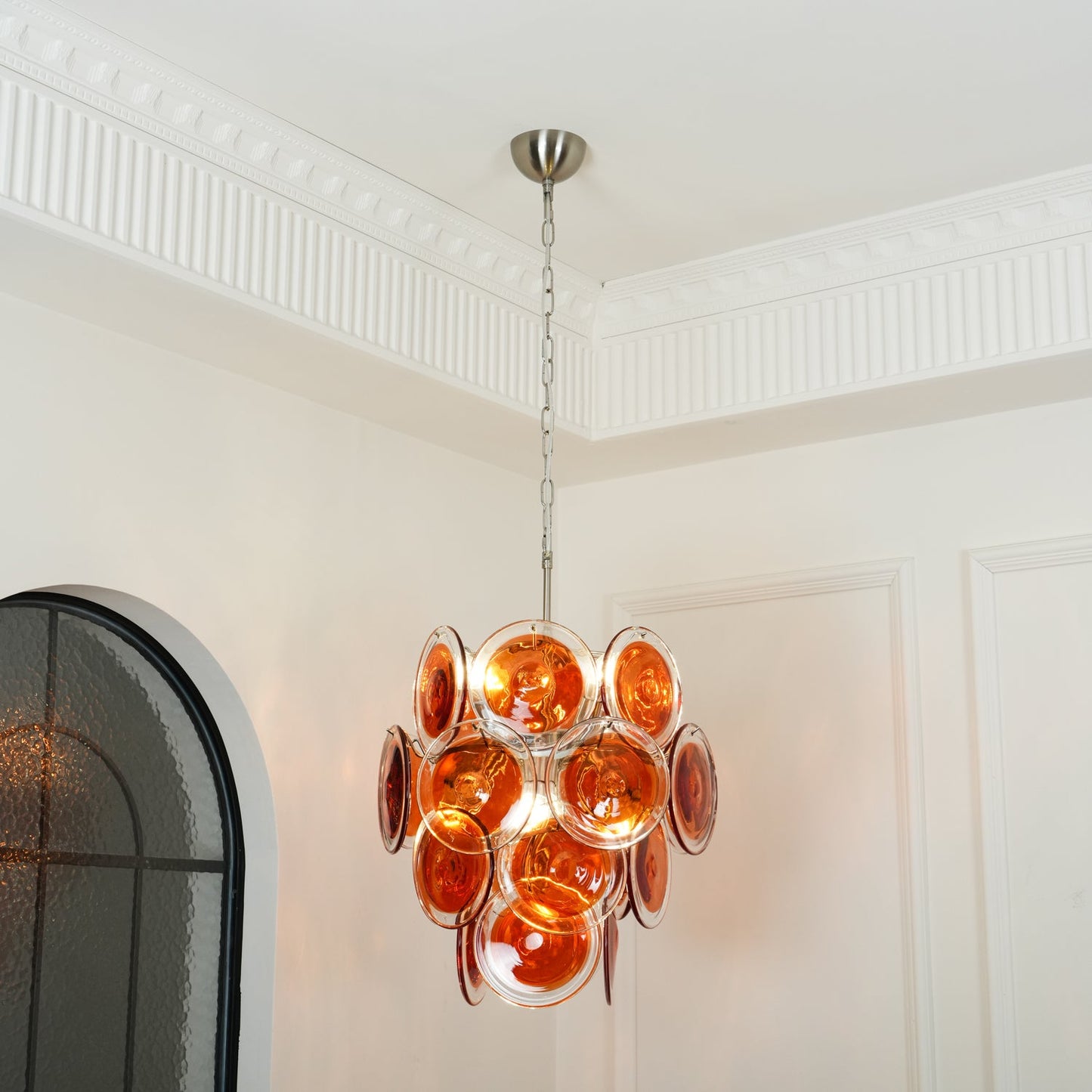 Murano Orange Disk Glass Chandelier - YIOSI