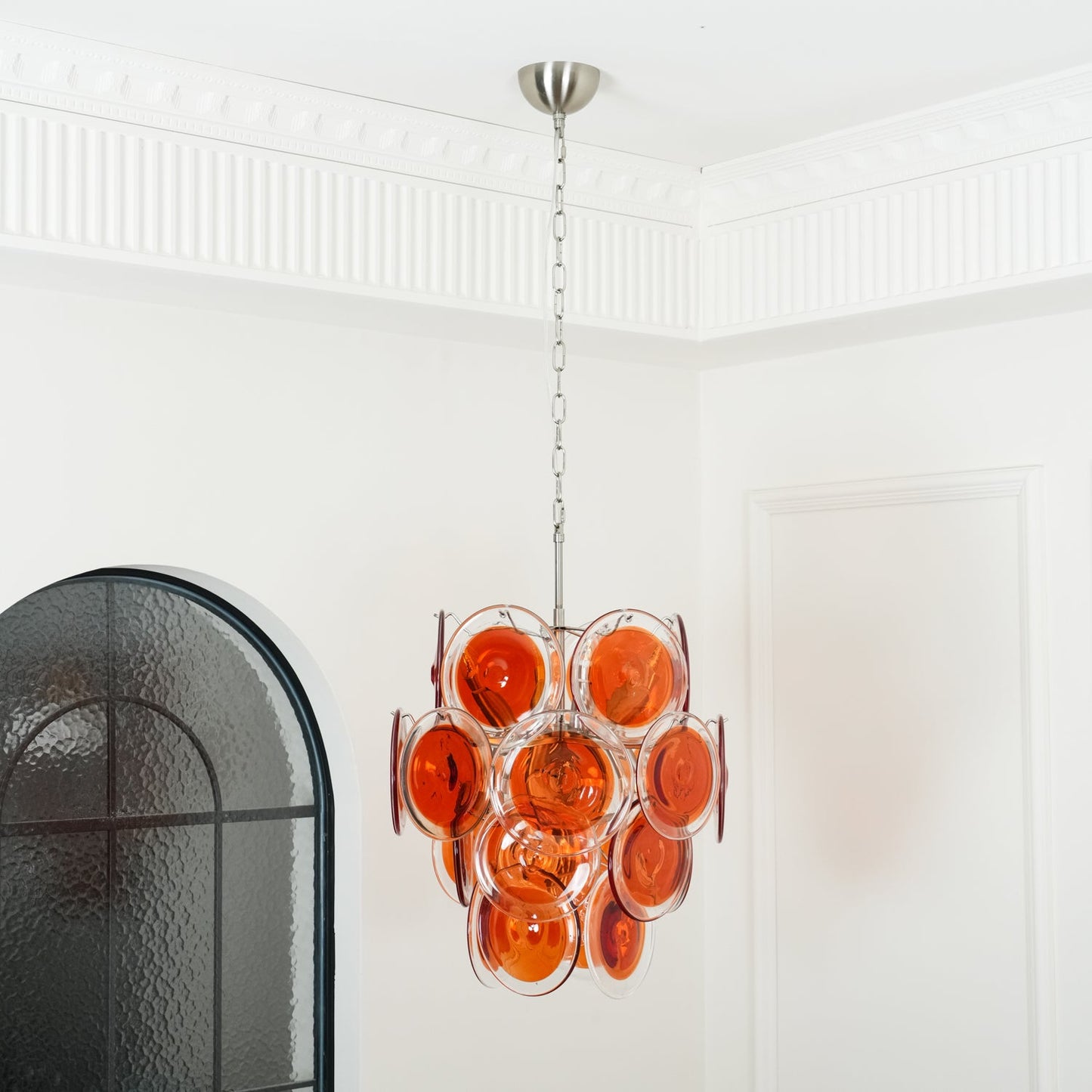 Murano Orange Disk Glass Chandelier - YIOSI