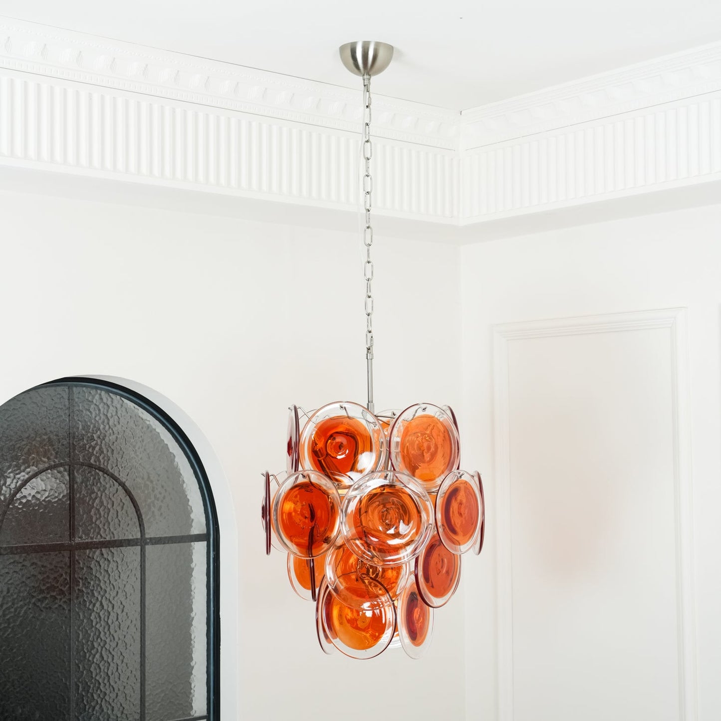 Murano Orange Disk Glass Chandelier - YIOSI