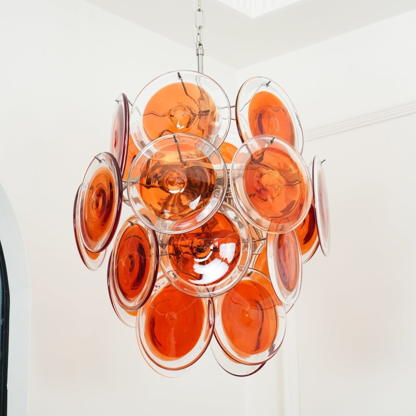 Murano Orange Disk Glass Chandelier - YIOSI