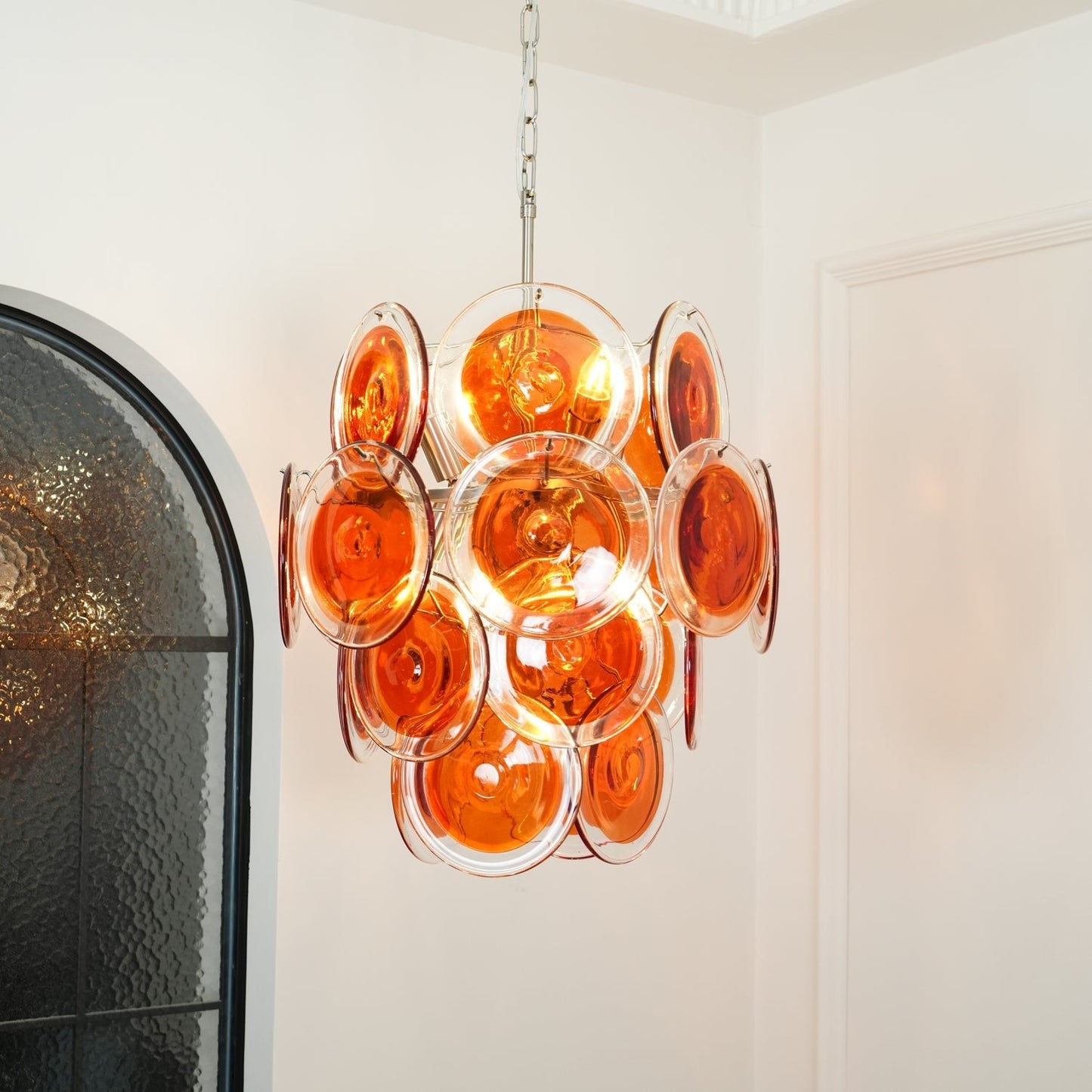 Murano Orange Disk Glass Chandelier - YIOSI
